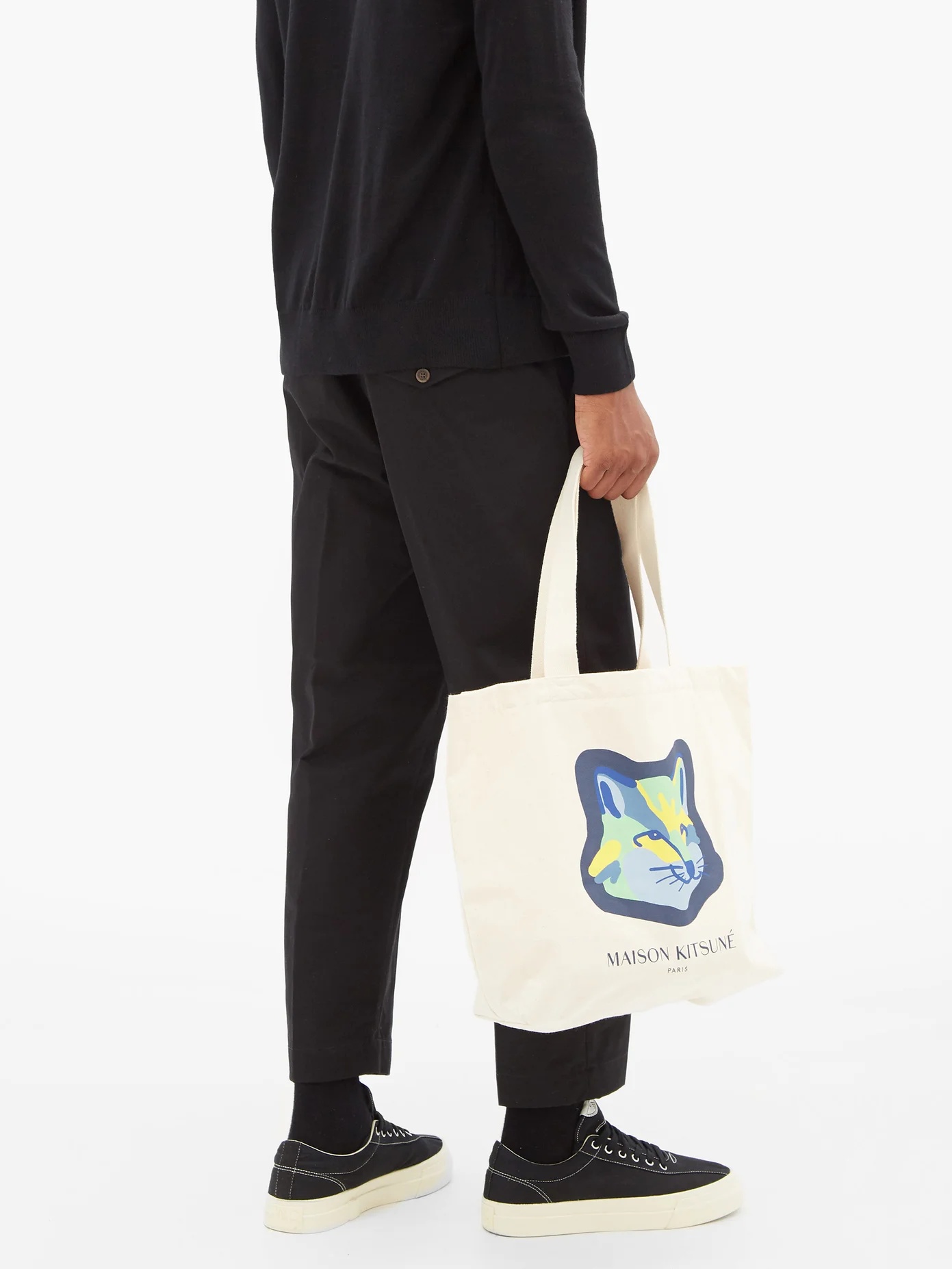 Neon Fox-Head logo-print canvas tote bag - 3