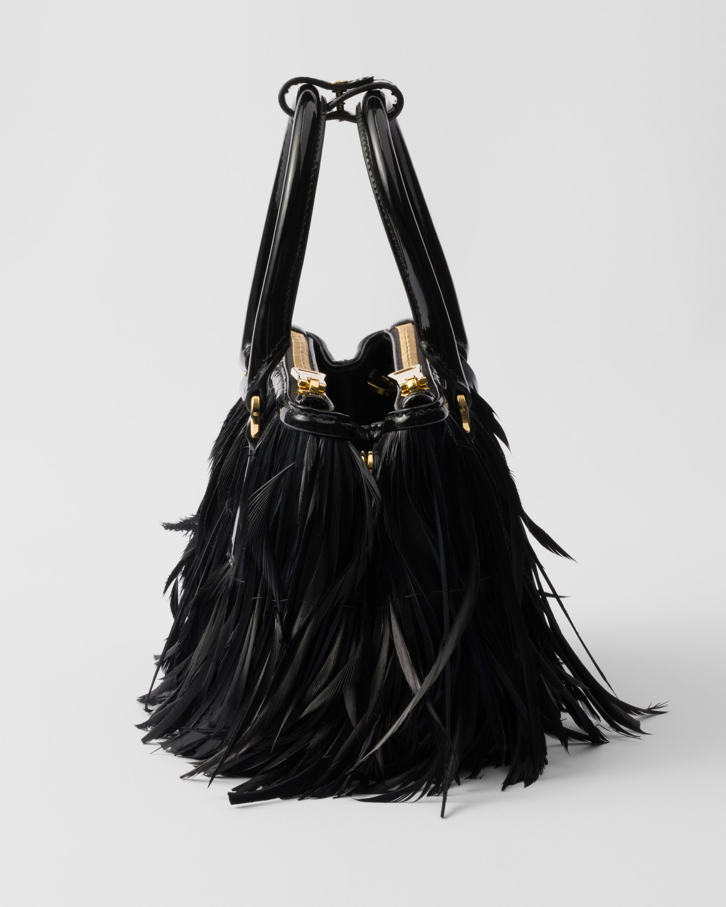 Prada Galleria mini-bag with feather trim - 7