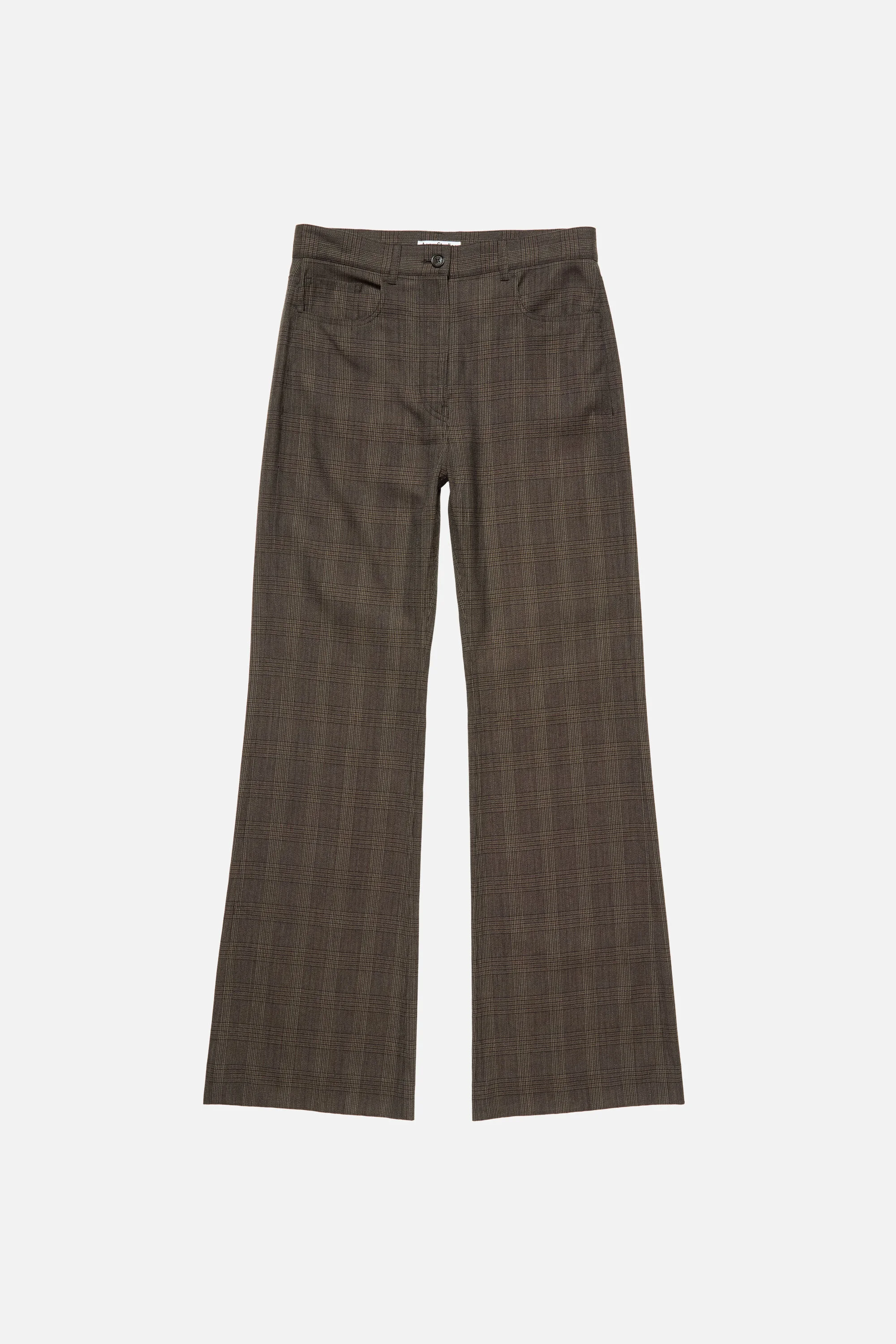 Tailored Wool Check Trousers - Brown/black - 1