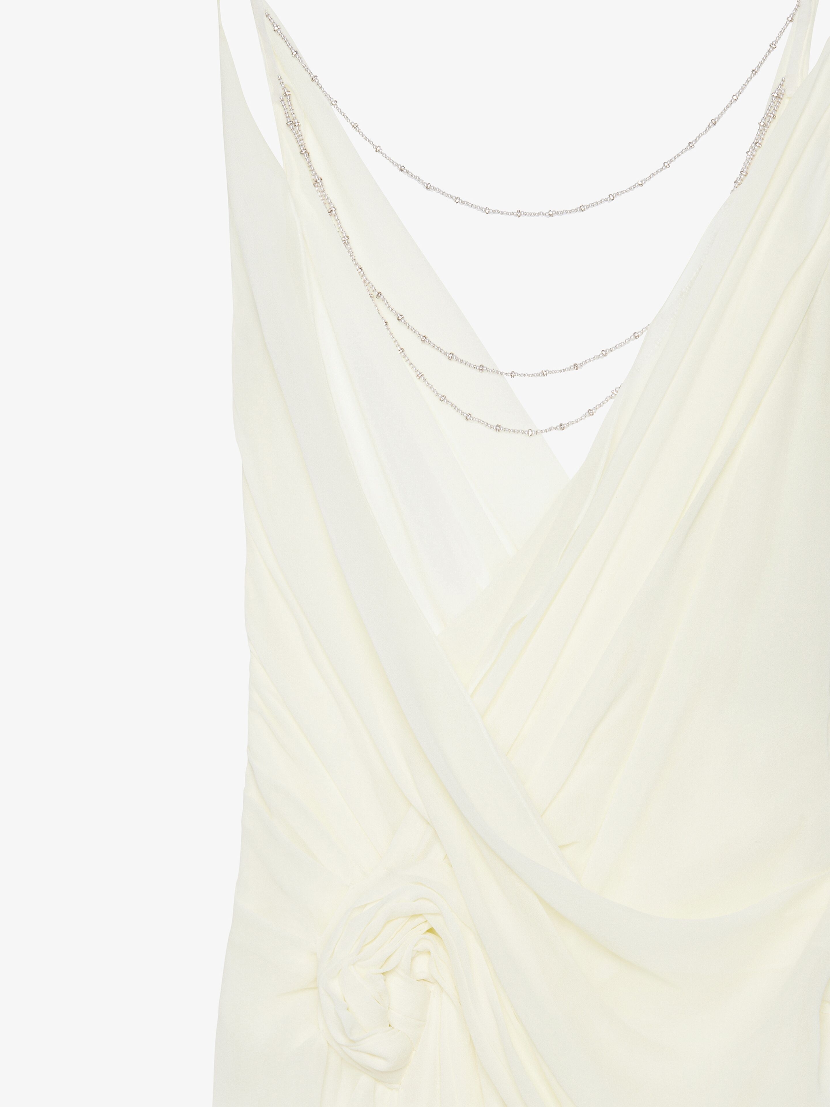 DRAPED DRESS IN SILK WITH PEARL CHAINS - 5