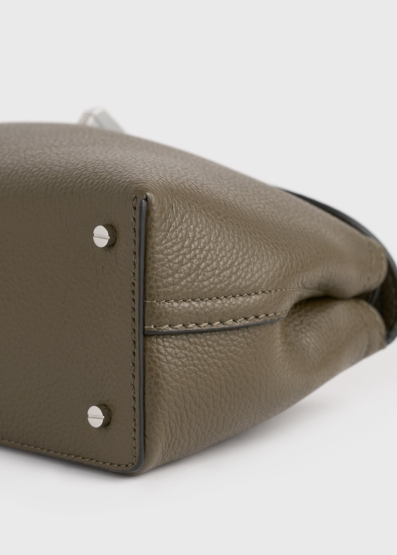 T-lock grained-leather clutch dark taupe 7