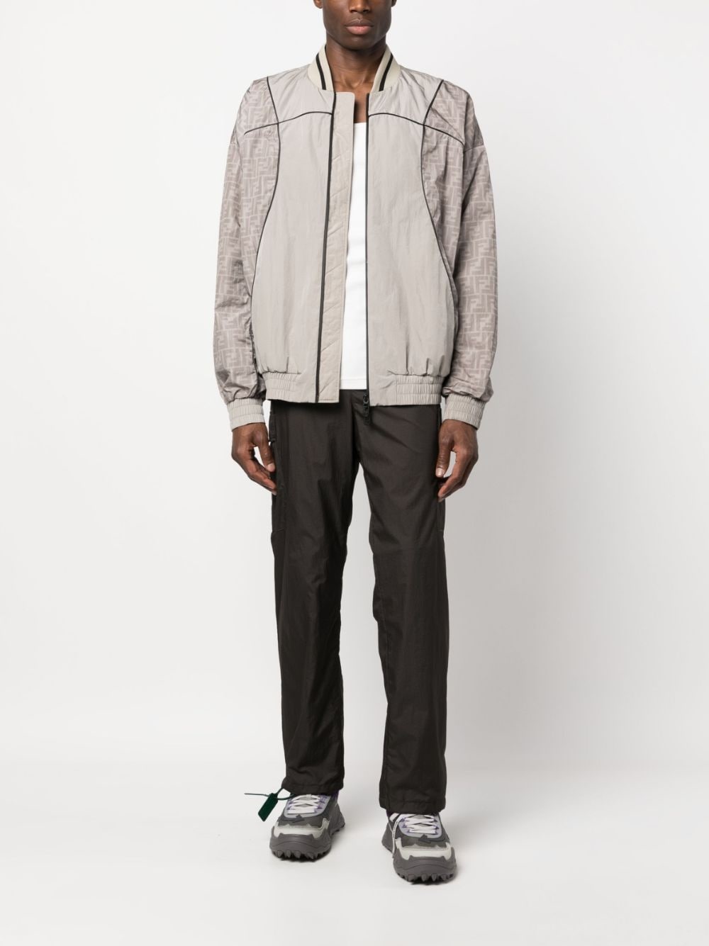 monogram-print panelled bomber jacket - 2