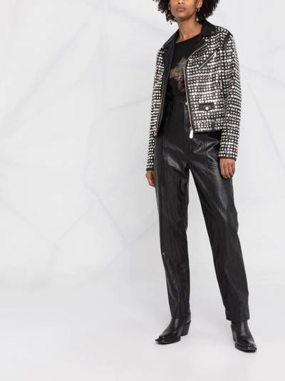 PHILIPP PLEIN crystal-embellished leather jacket outlook