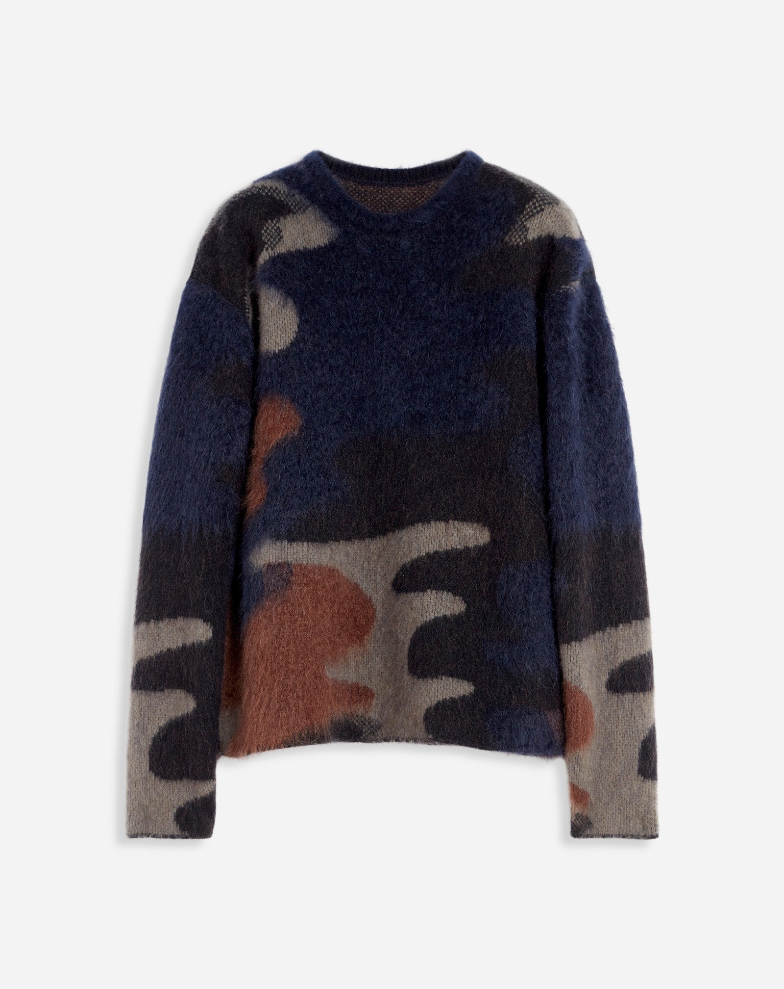 ROUND NECK CAMOUFLAGE KNIT SWEATER - 1