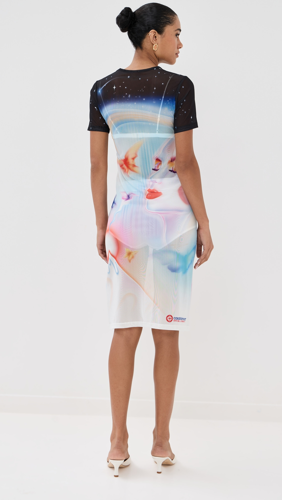 Women's Printed Mesh Dress - 2