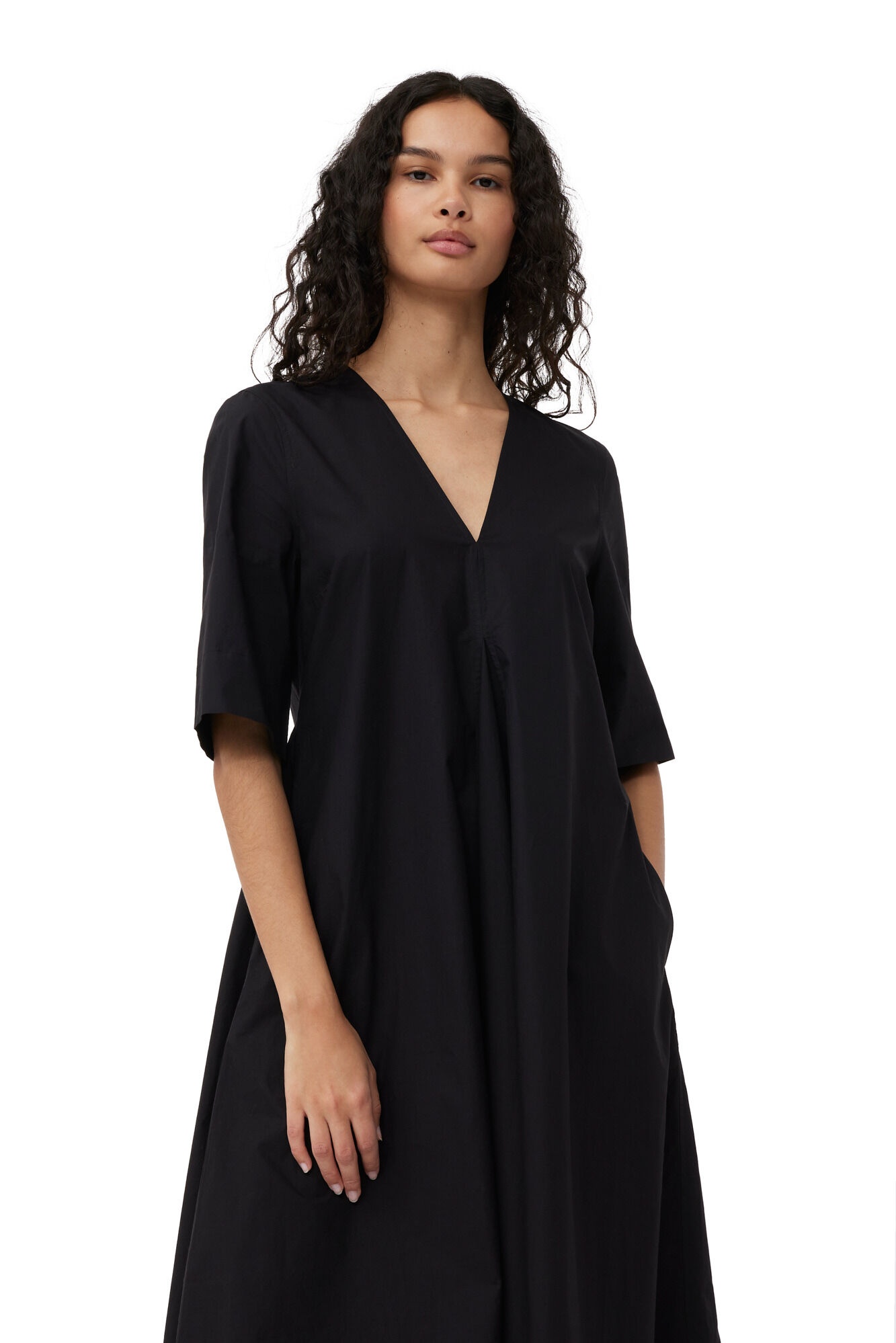 EXCLUSIVE BLACK COTTON POPLIN MAXI DRESS - 7