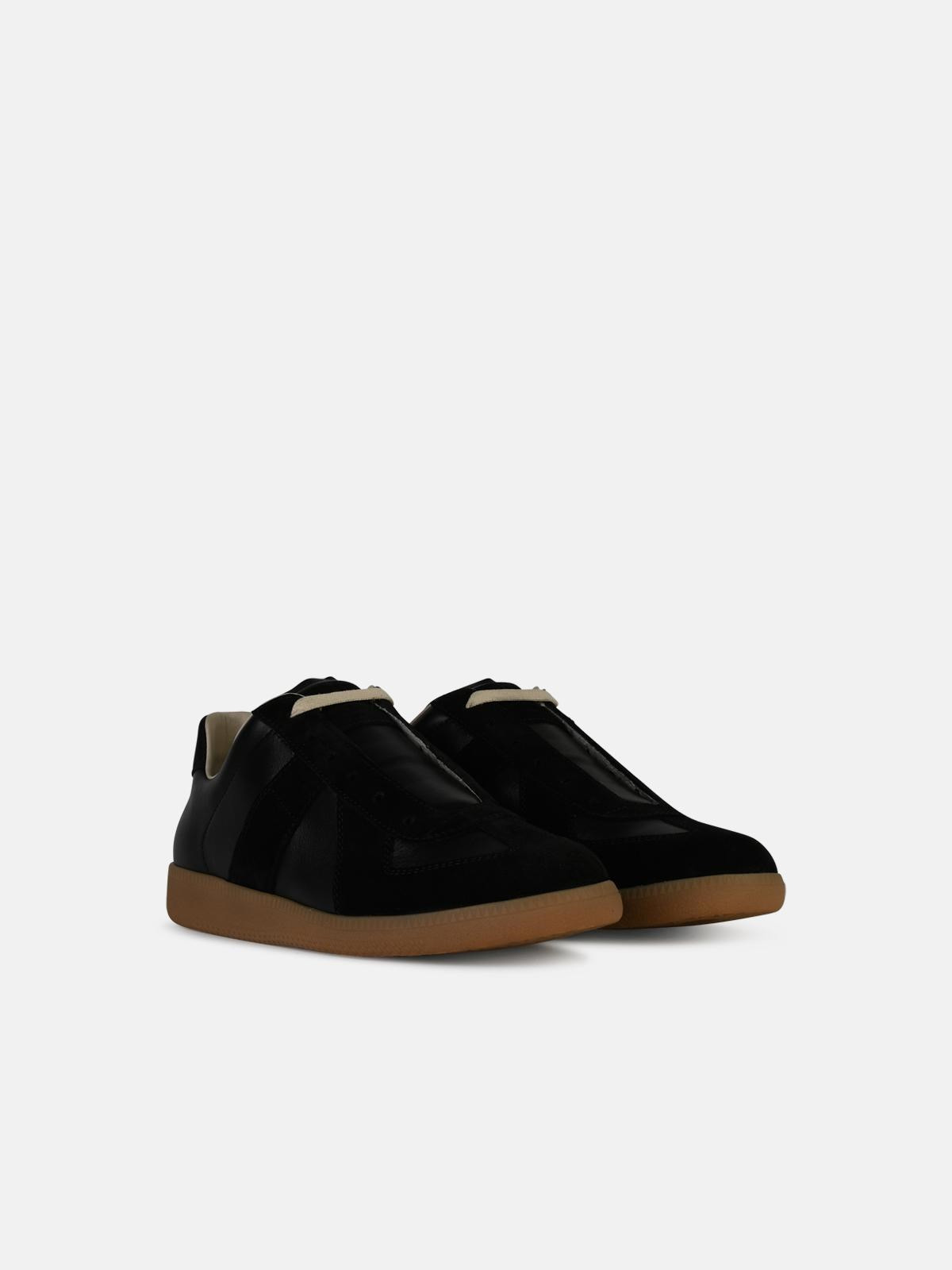 BLACK LEATHER LOW REPLICA SNEAKERS - 2