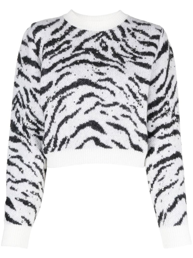 zebra intarsia knitted sweater - 2