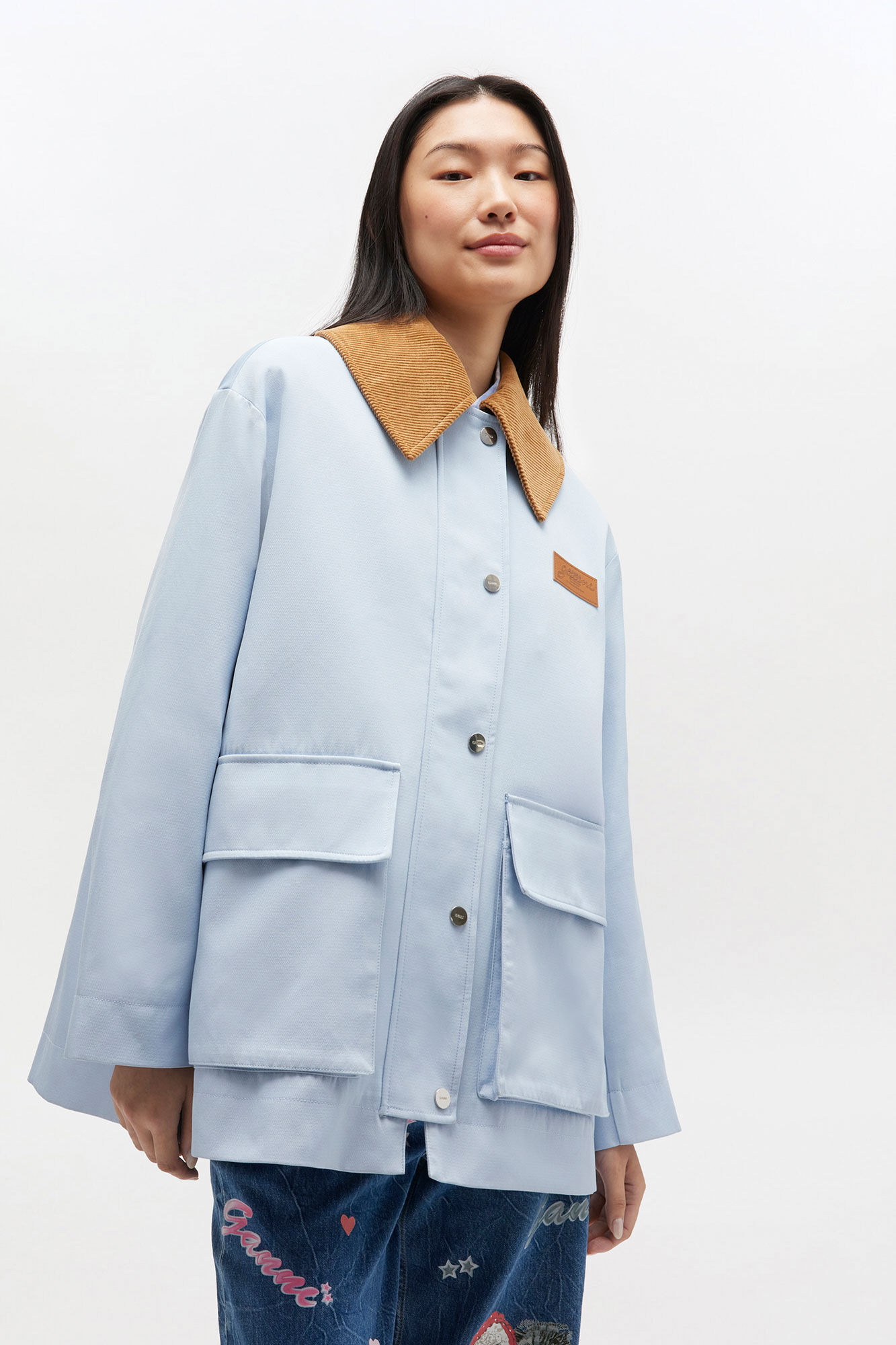 BLUE TWILL MIDI JACKET - 3