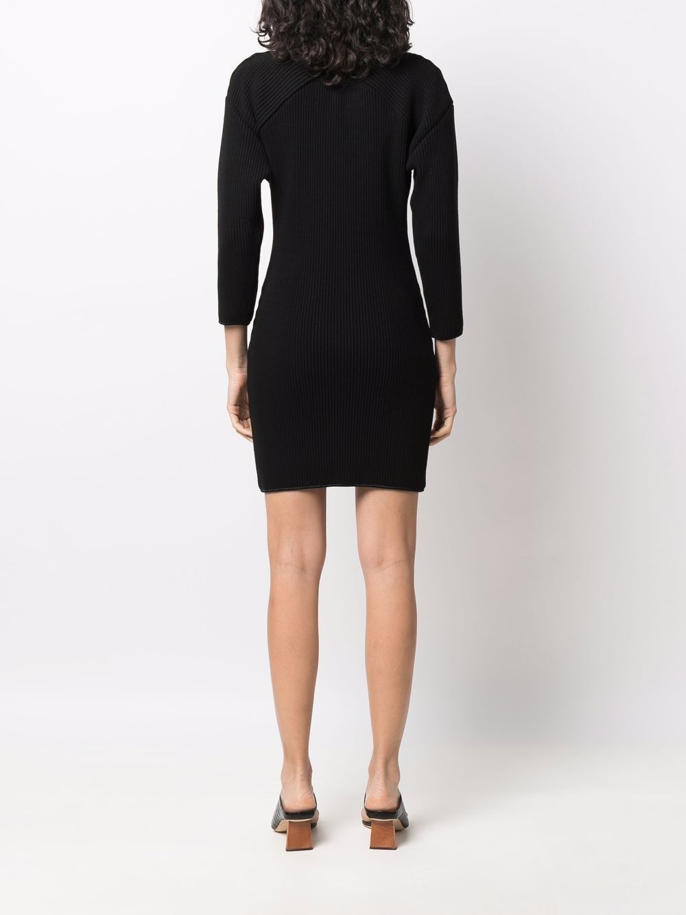 ribbed-knit V-neck dress - 4
