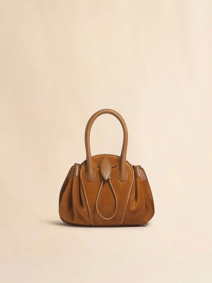 BROWN SUEDE TULIPEA SMALL HANDBAG - 1