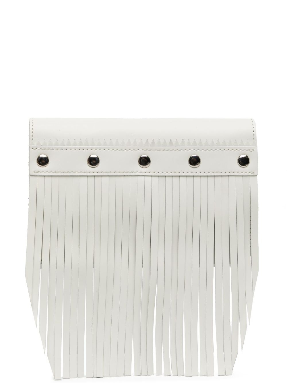 stud-embellished fringed leather wallet - 1