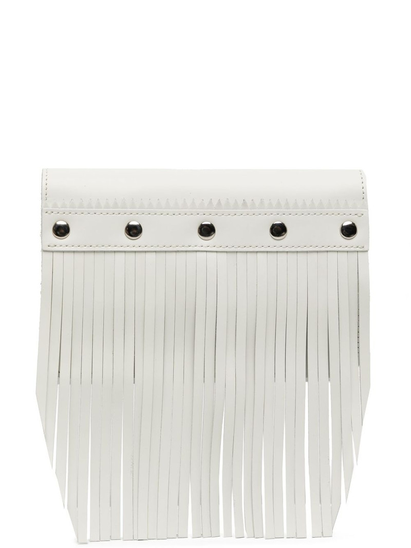 stud-embellished fringed leather wallet 1
