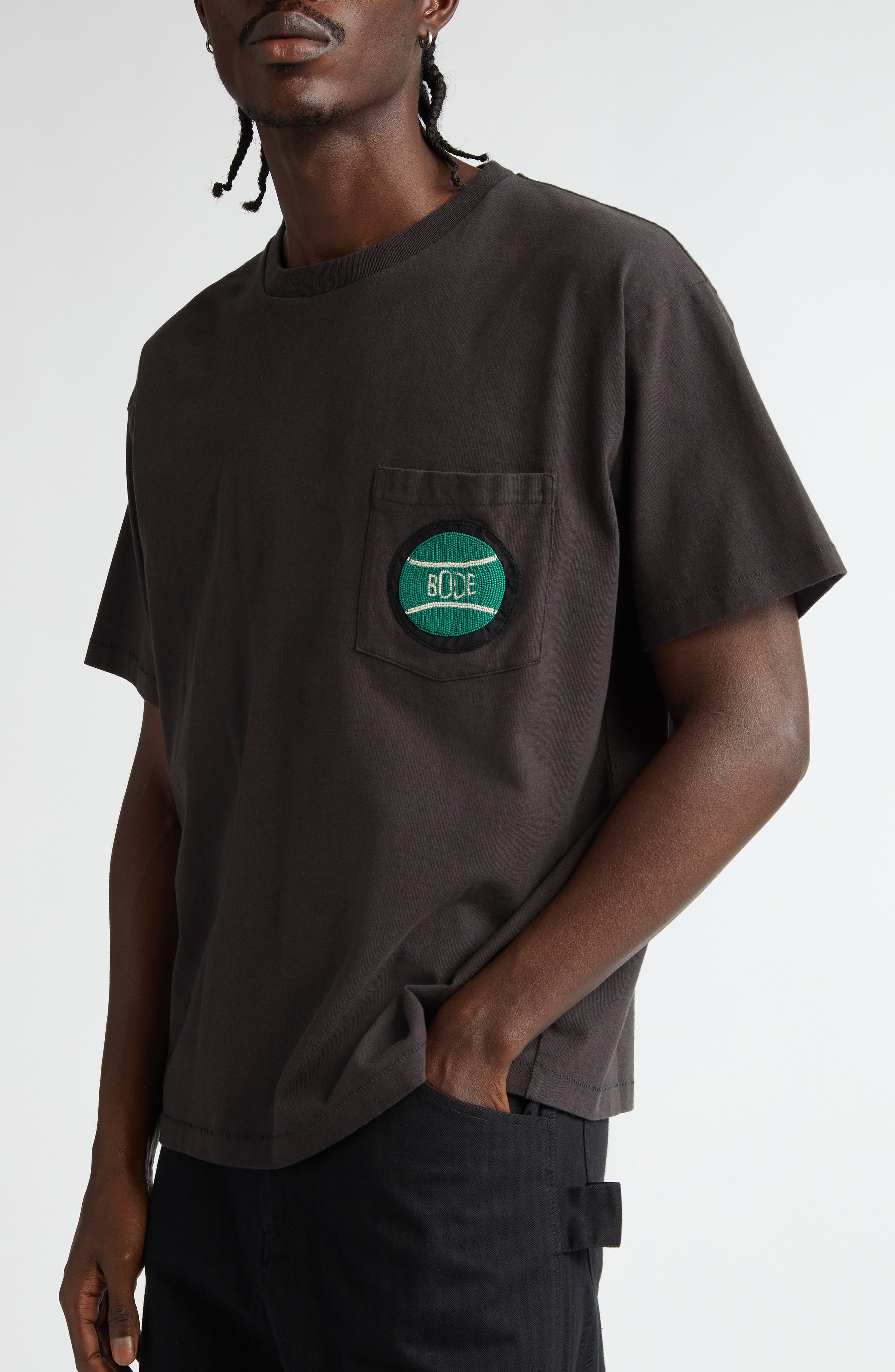 Bode Game Point Beaded Pocket T-Shirt in Black at Nordstrom - 4