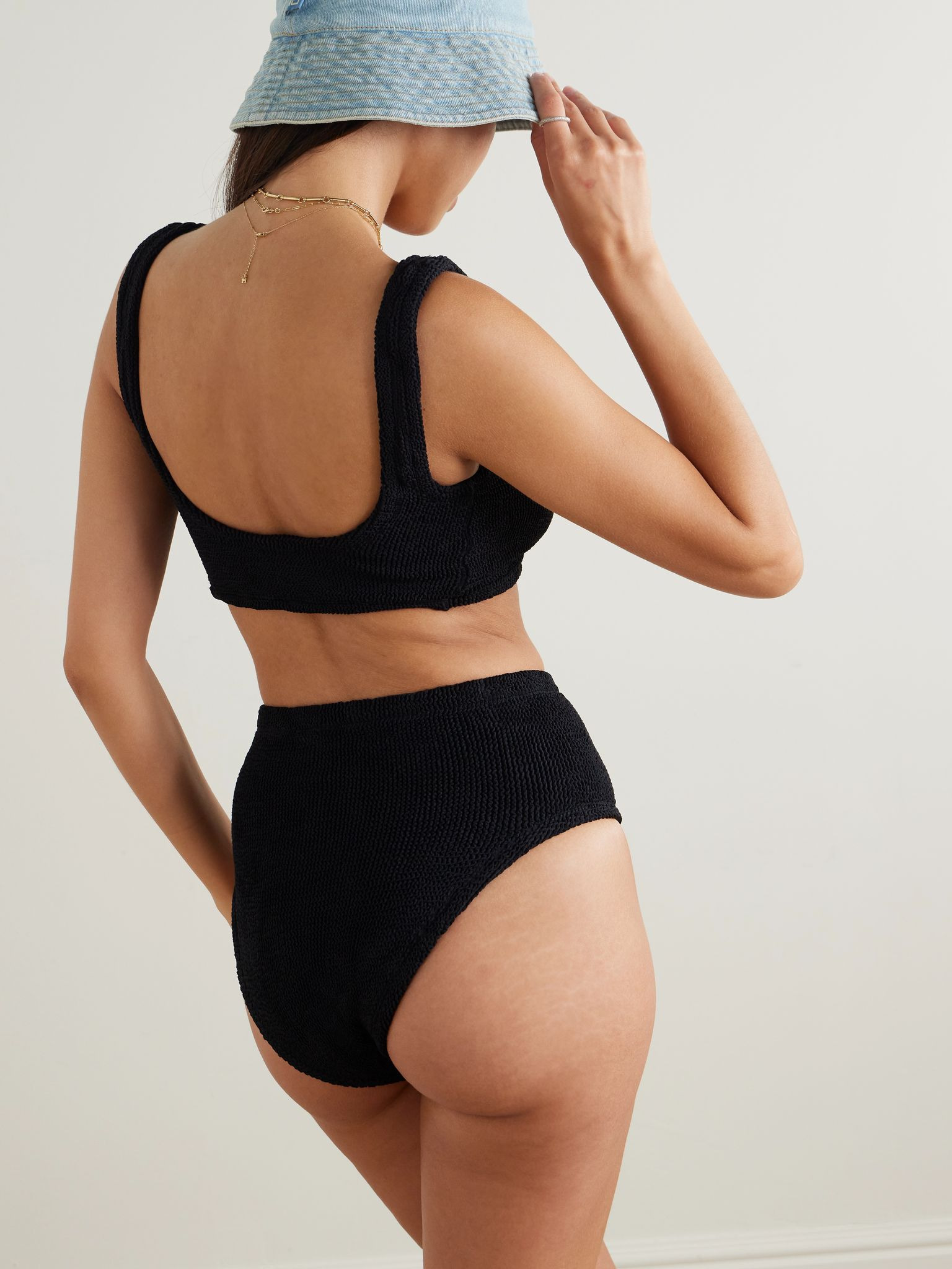 Jamie twist-front seersucker bikini Black - 3