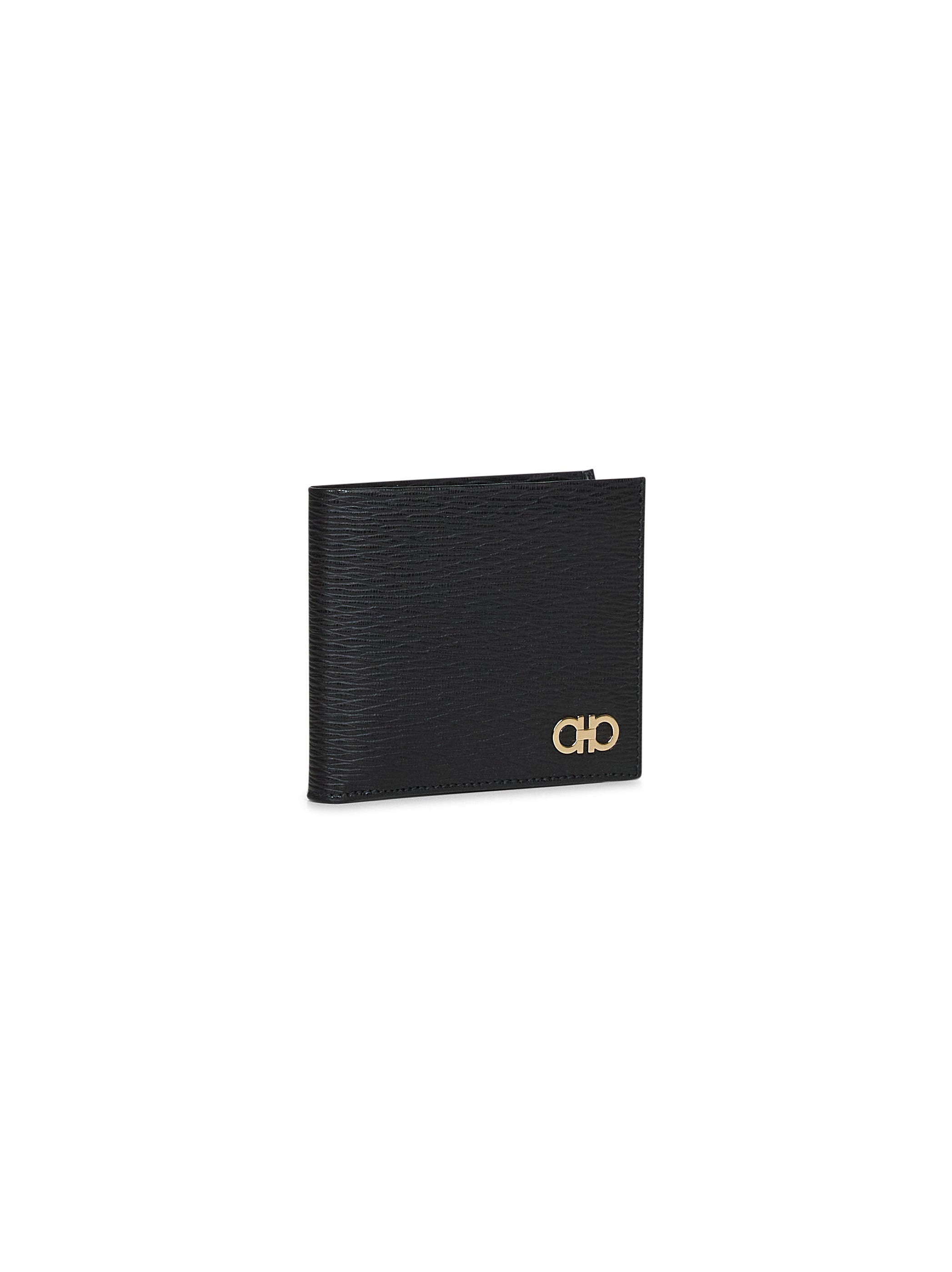 Black hammered calfskin Gancini wallet - 2