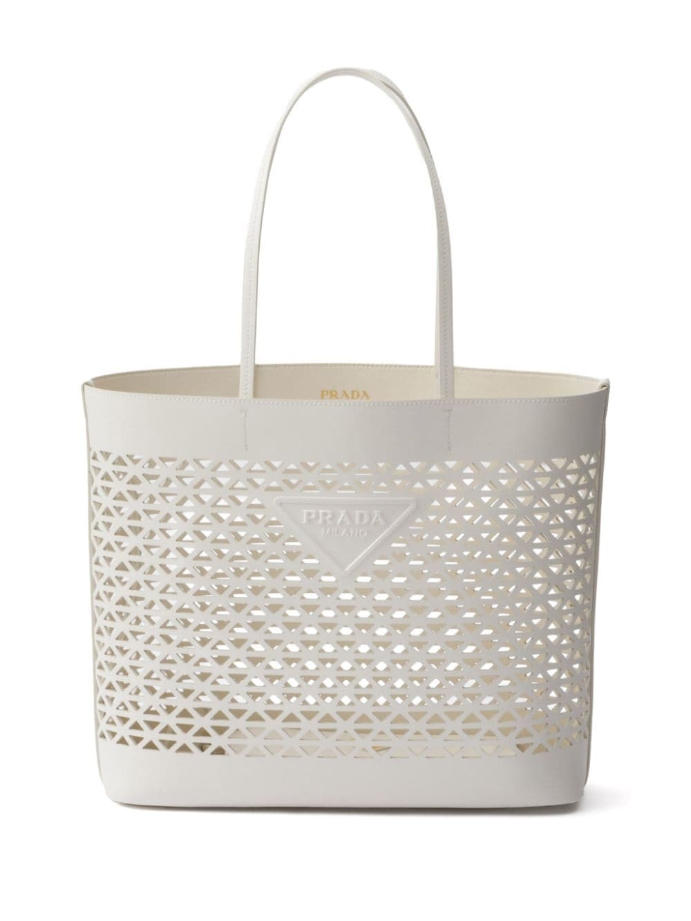 logo-perforated leather tote bag - 1