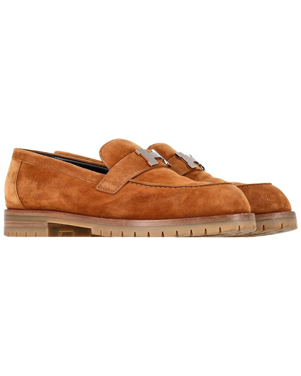 Hermès Women's Suede Logo Plague Faubourg Loafer (Authentic Pre-Loved) - 1