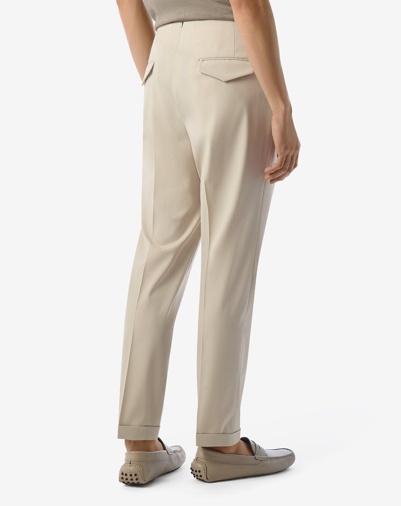 Beige stretch wool trousers - 4