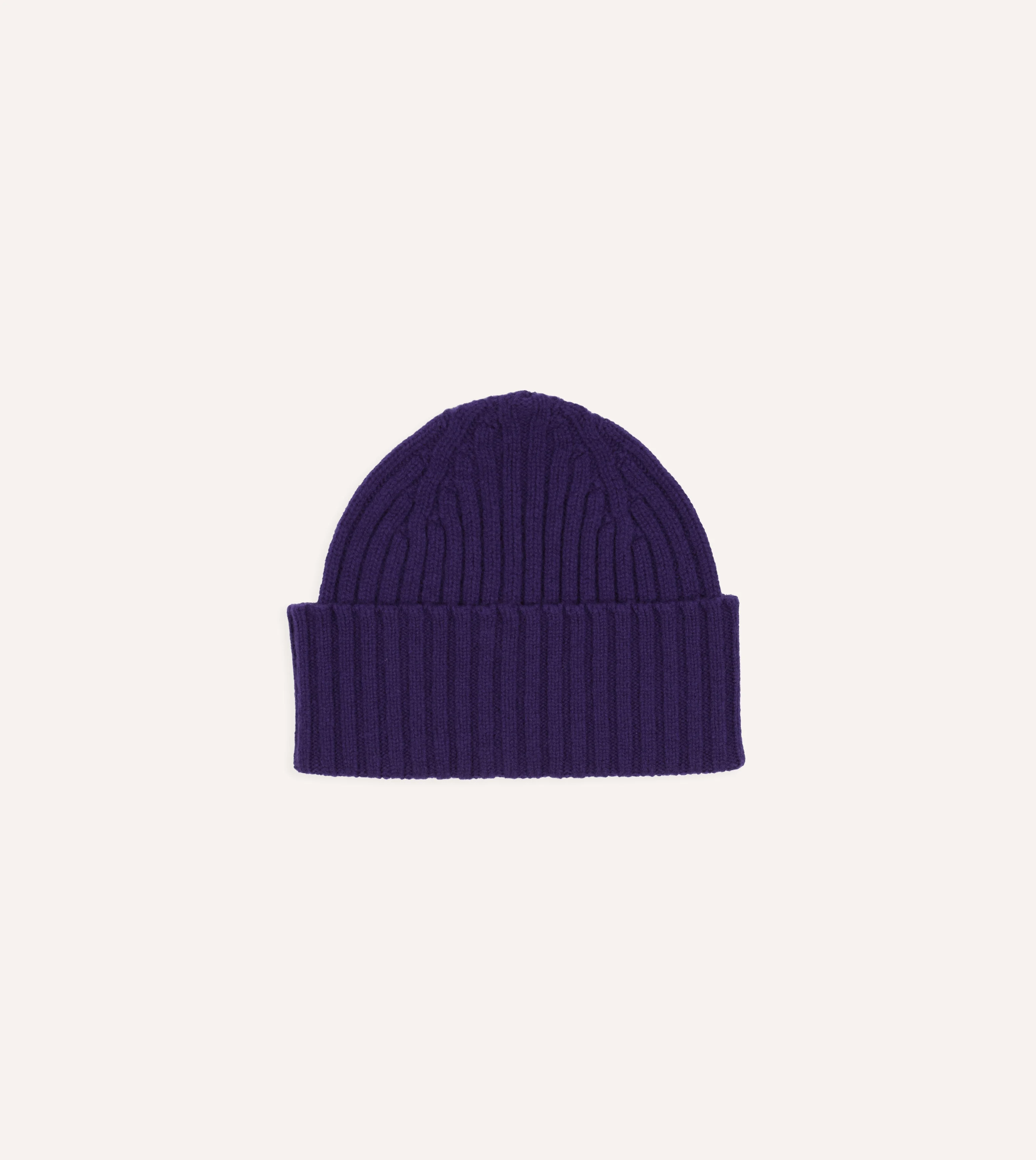 Purple Lambswool Ribbed Knit Cap - 1