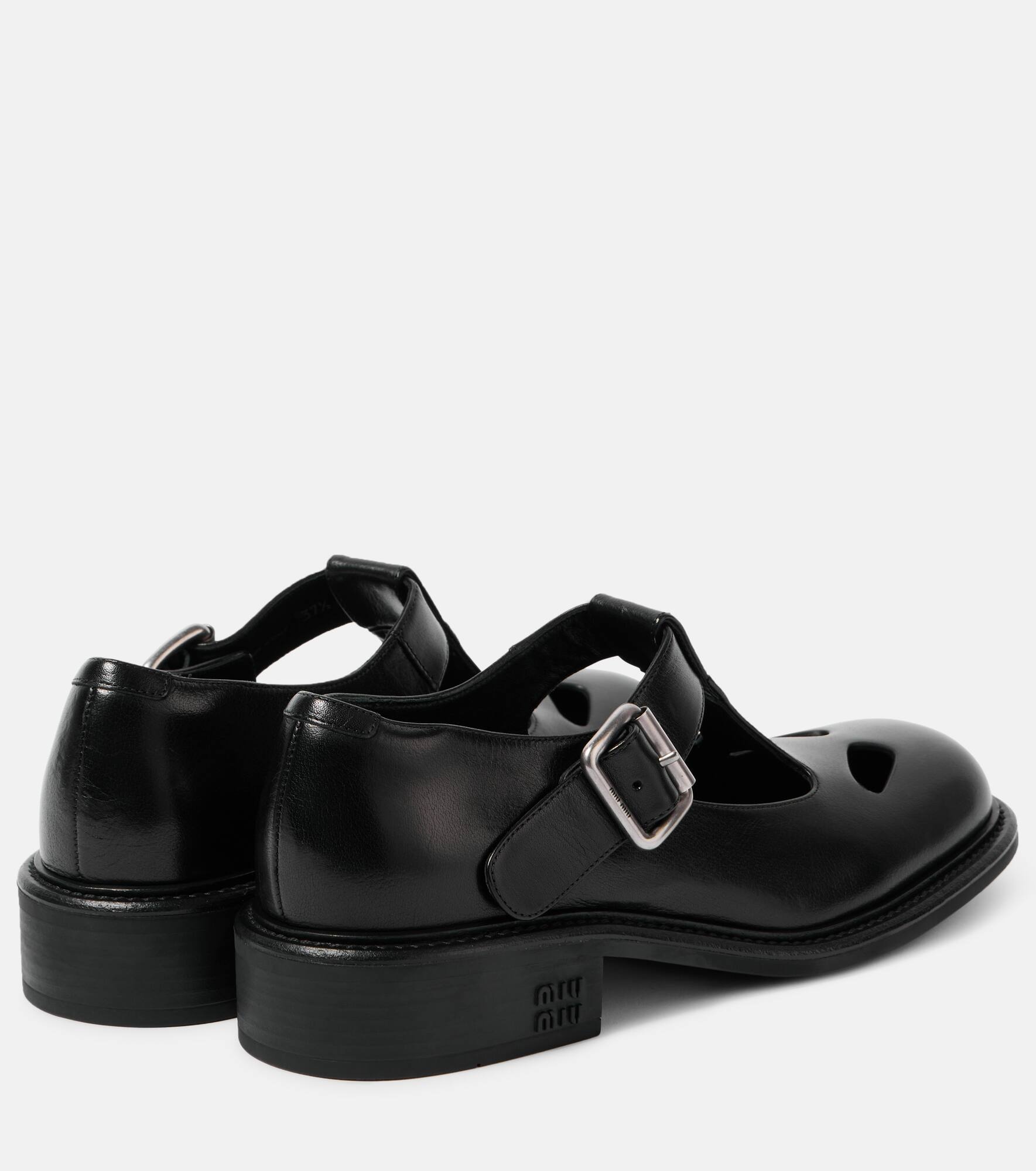 Cutout leather Mary Jane flats - 2