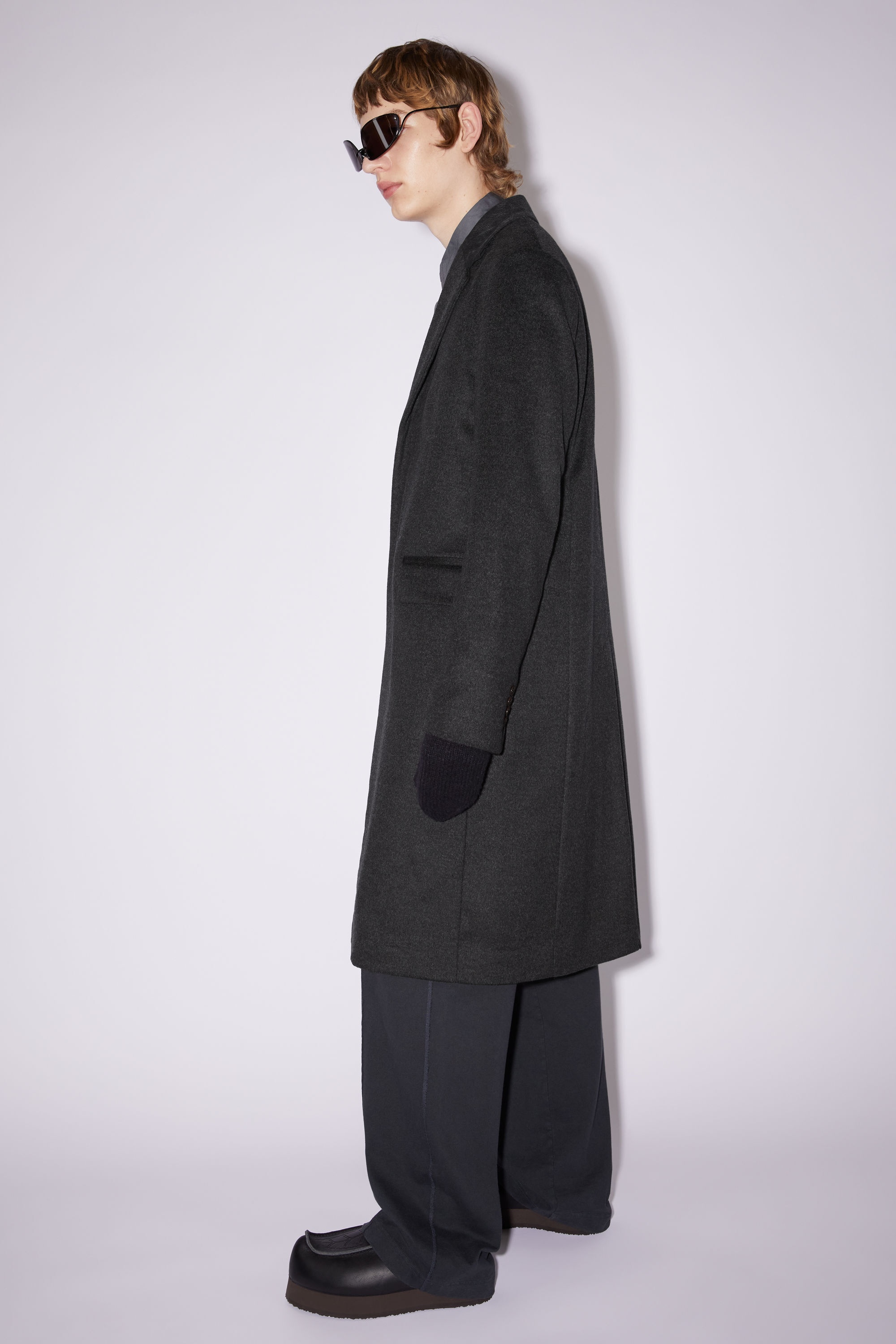 Wool single-breasted wool coat - Anthracite grey - 4