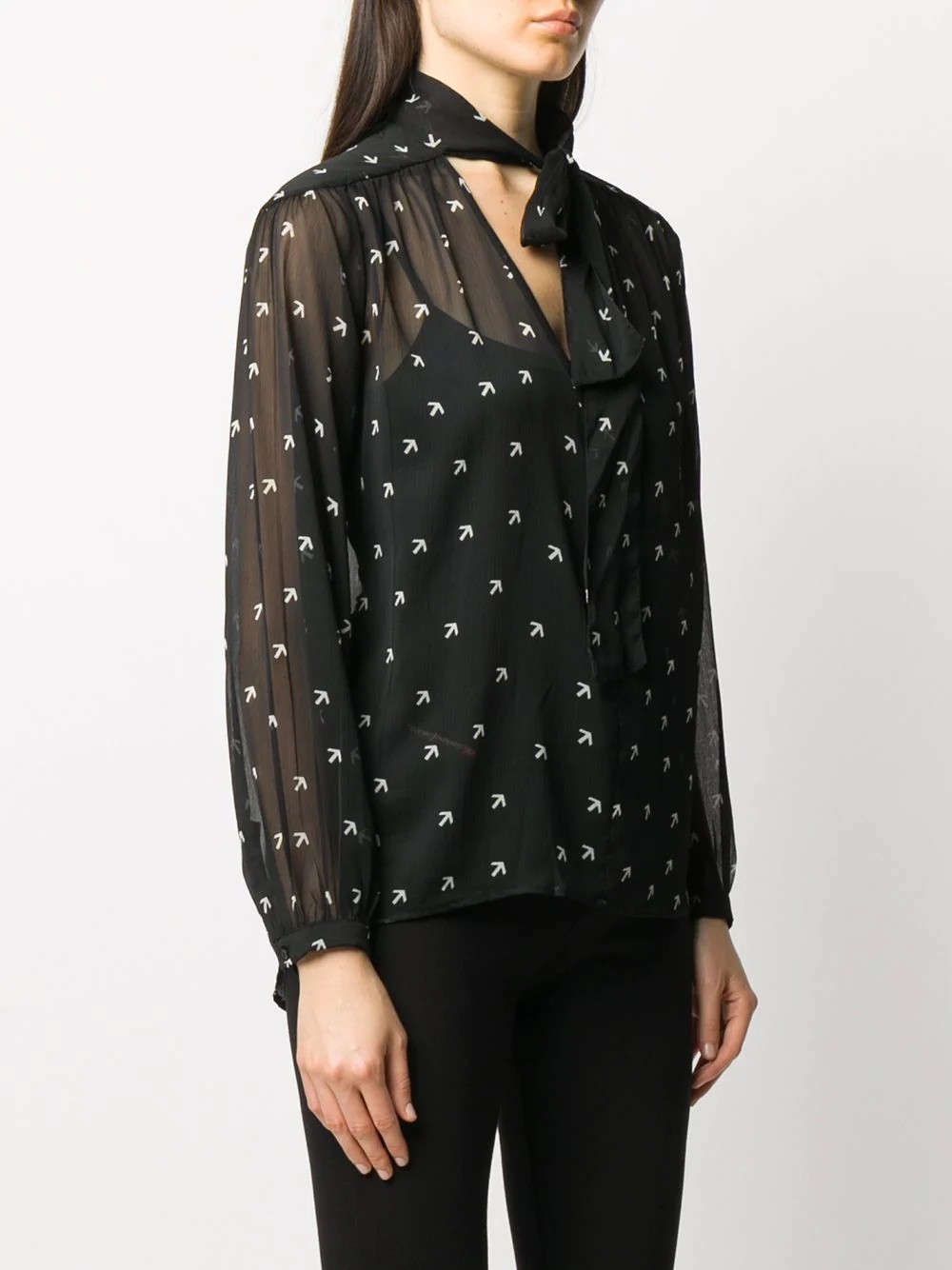 arrow print sheer blouse - 3