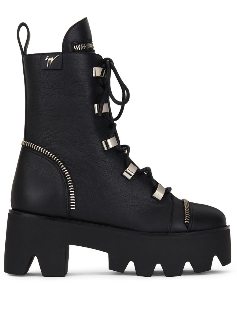 chunky sole combat boots - 1