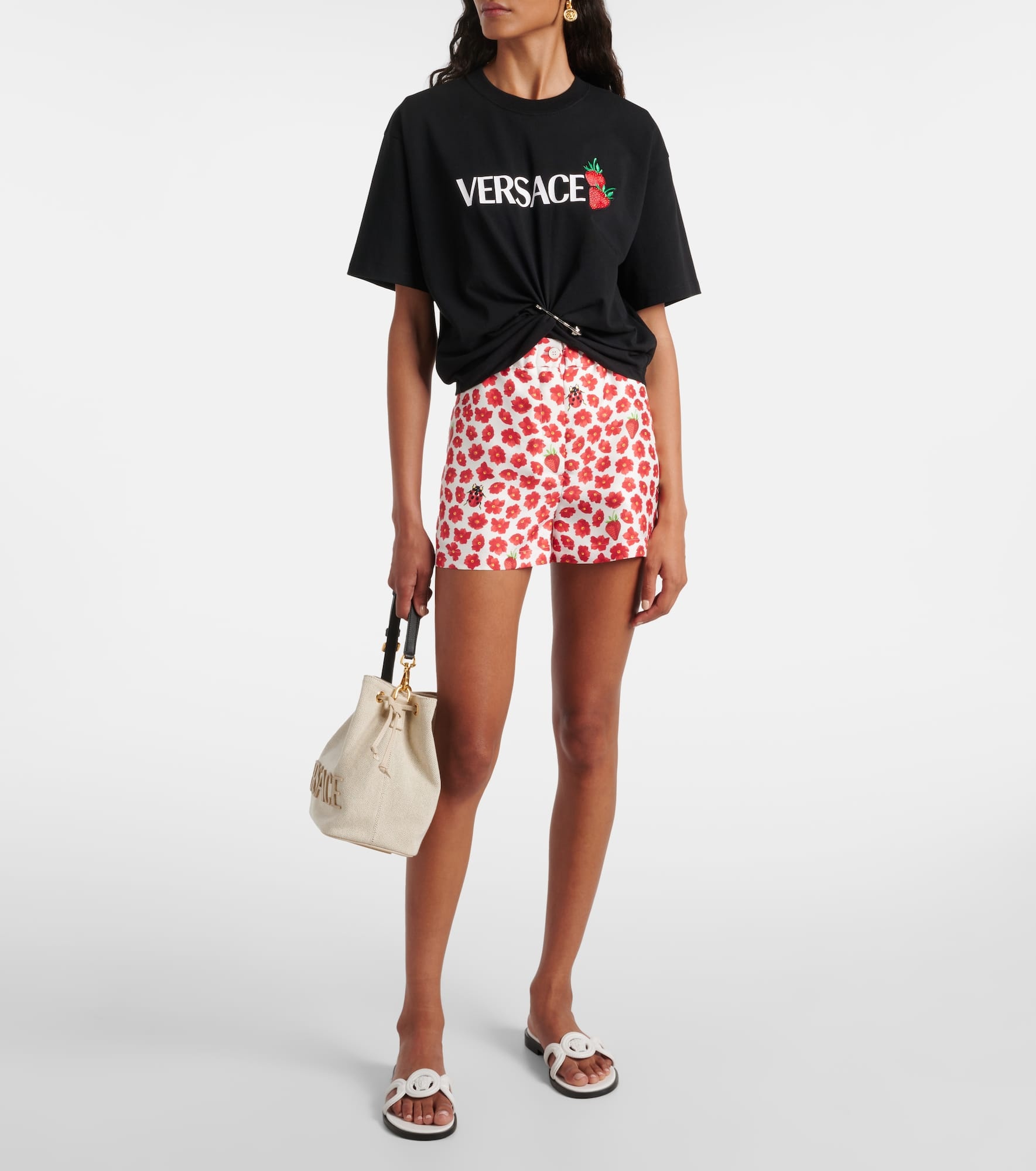 Floral printed silk twill shorts - 2