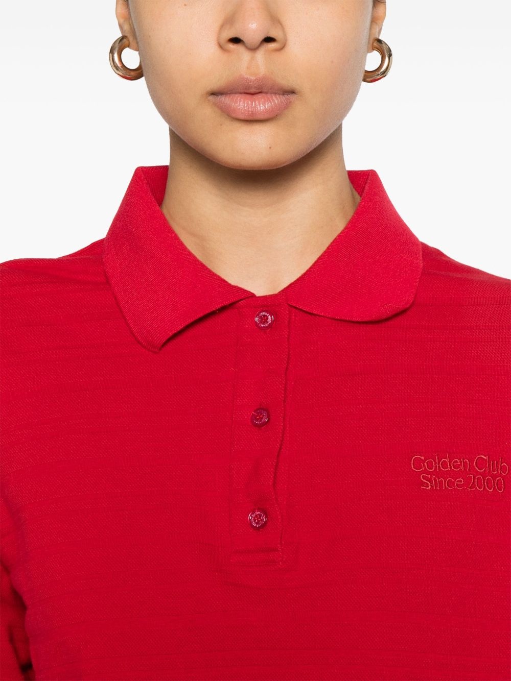 Golden Club-embroidered polo top - 5