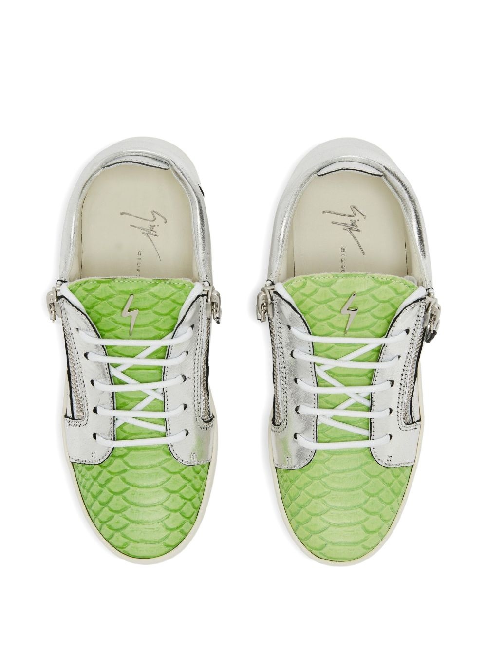 Nicki metallic leather zip-detail sneakers - 4