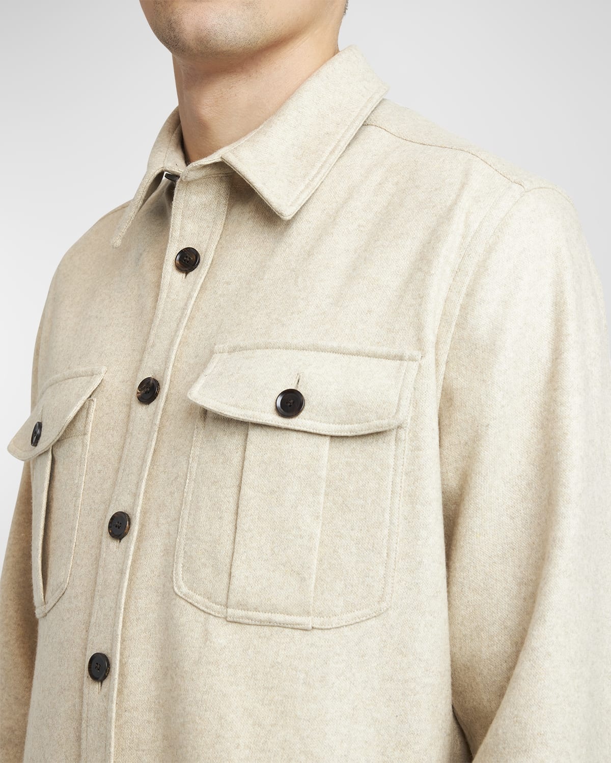 Men's Cashmere Jersey Overshirt - 6