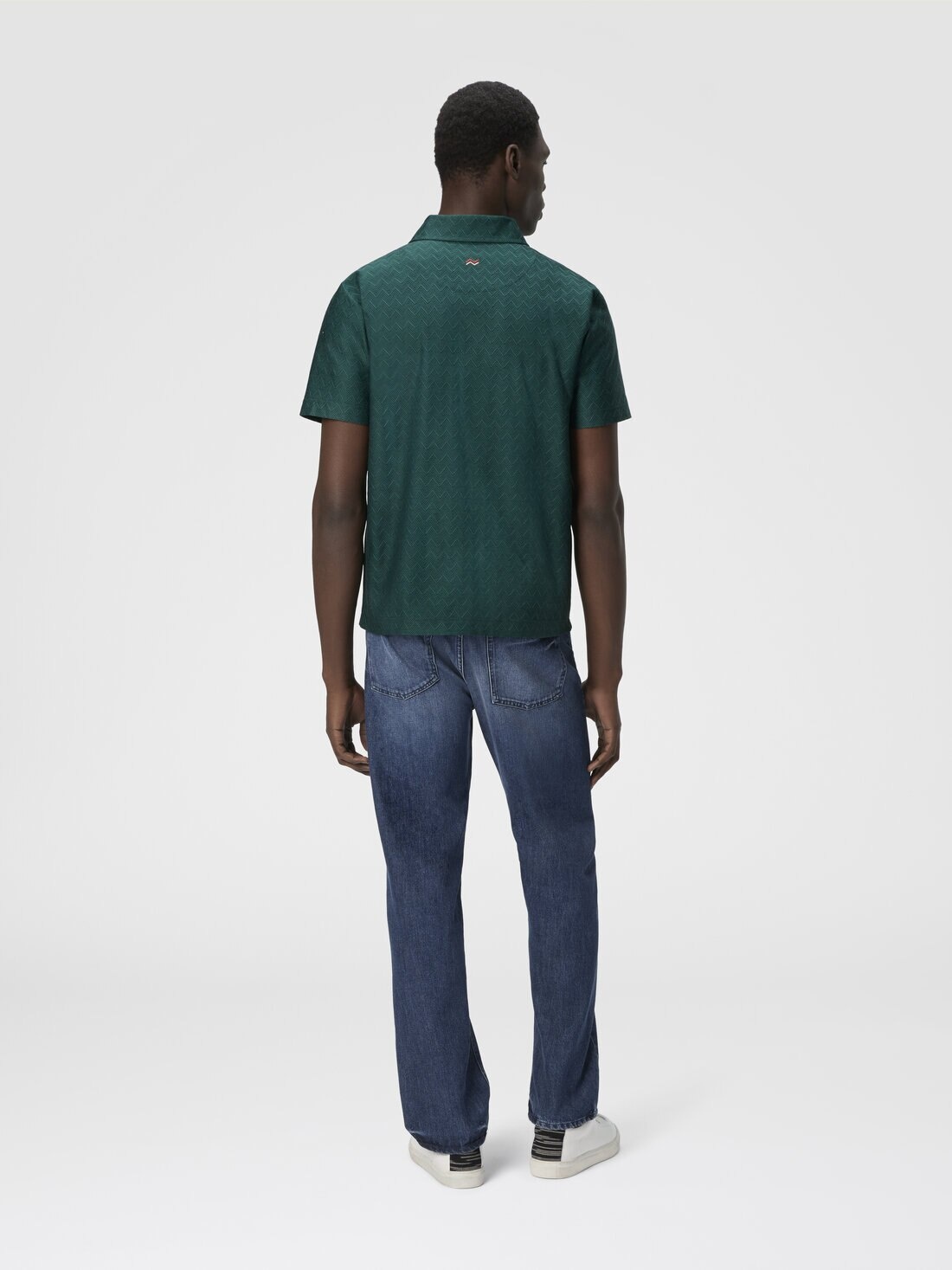 Tonal zigzag cotton jersey polo shirt - 3