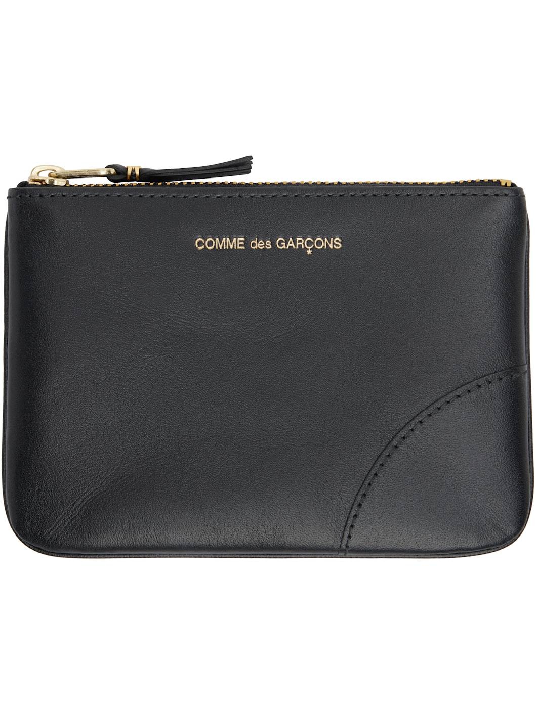 Black Classic Leather Line Pouch - 1