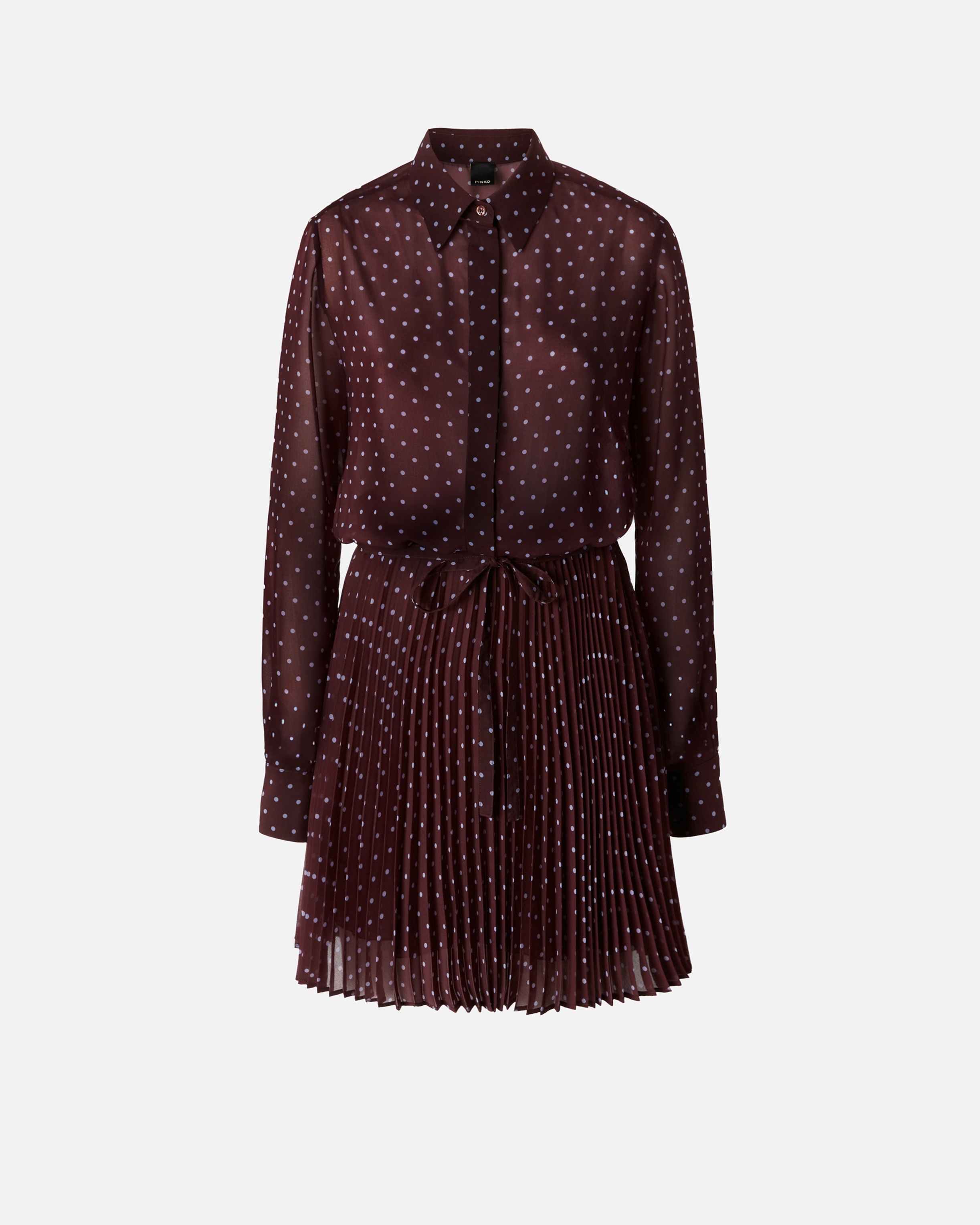 MINI CHIFFON SHIRT DRESS WITH POLKA DOTS - 1