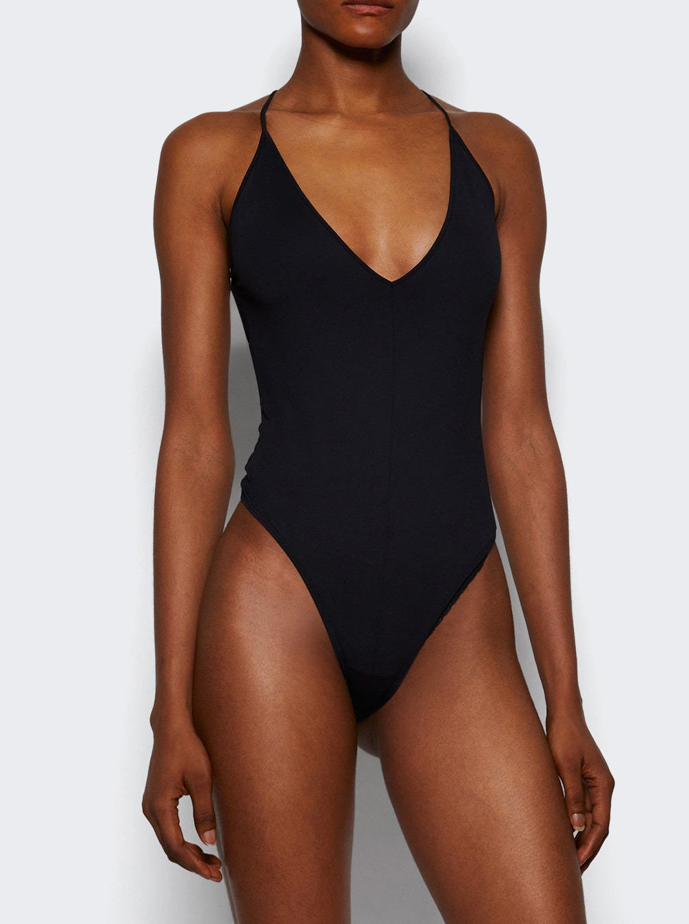 V Neck Bodysuit Black - 2