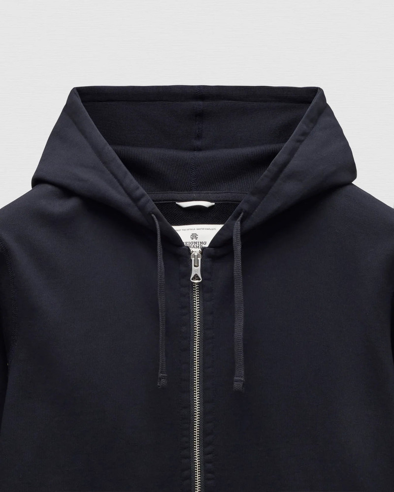 Reigning Champ Midweight Terry Slim Zip Hoodie Navy outlook