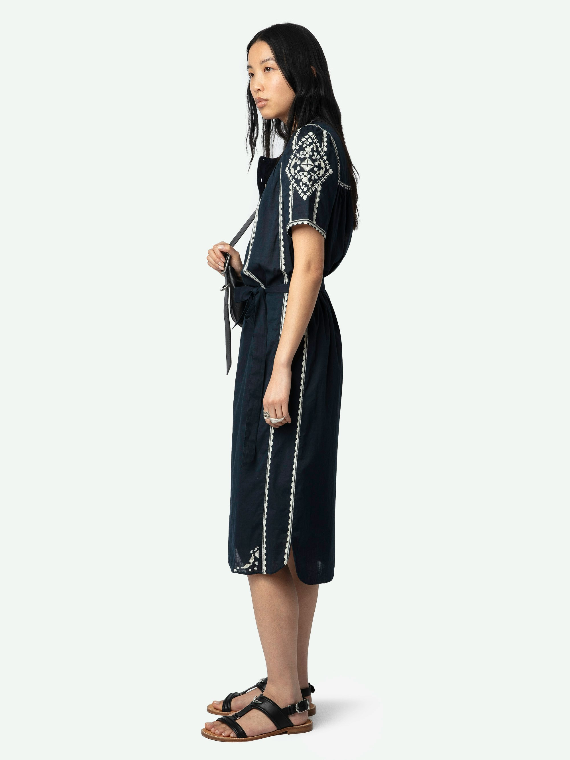 Rigy Navy Belted Dress - 4