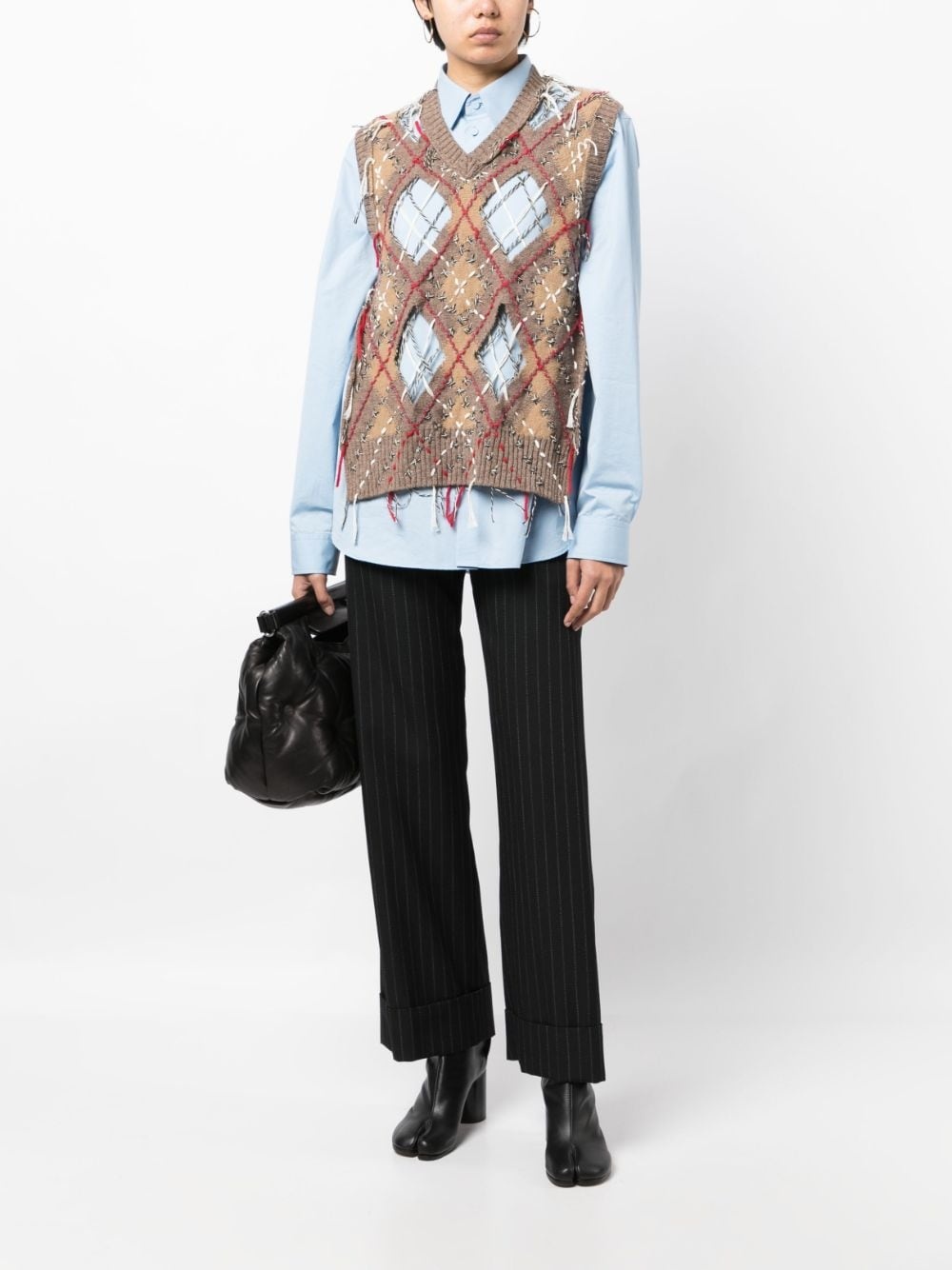 frayed-detailing sleeveless knitted jumper - 2
