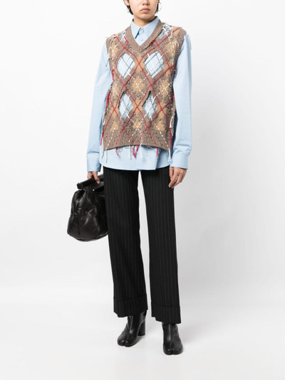 Maison Margiela frayed-detailing sleeveless knitted jumper outlook