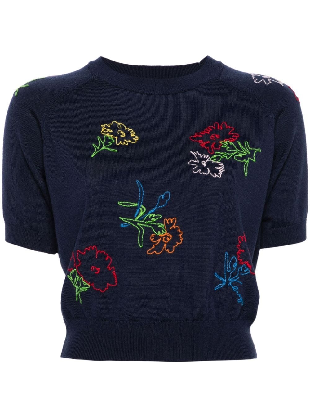 Drawn Flowers-embroidered jumper - 1