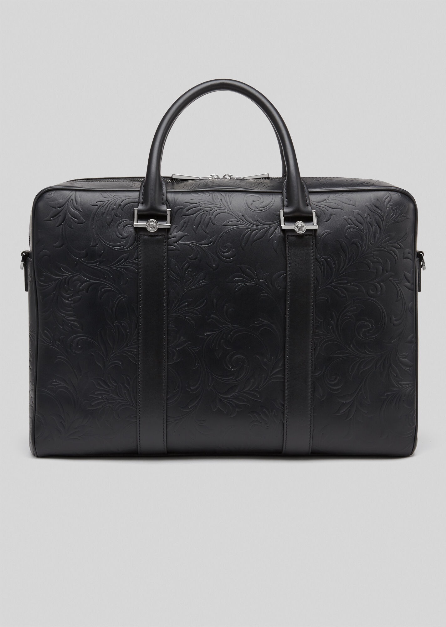 Embossed Barocco Leather Briefcase - 4