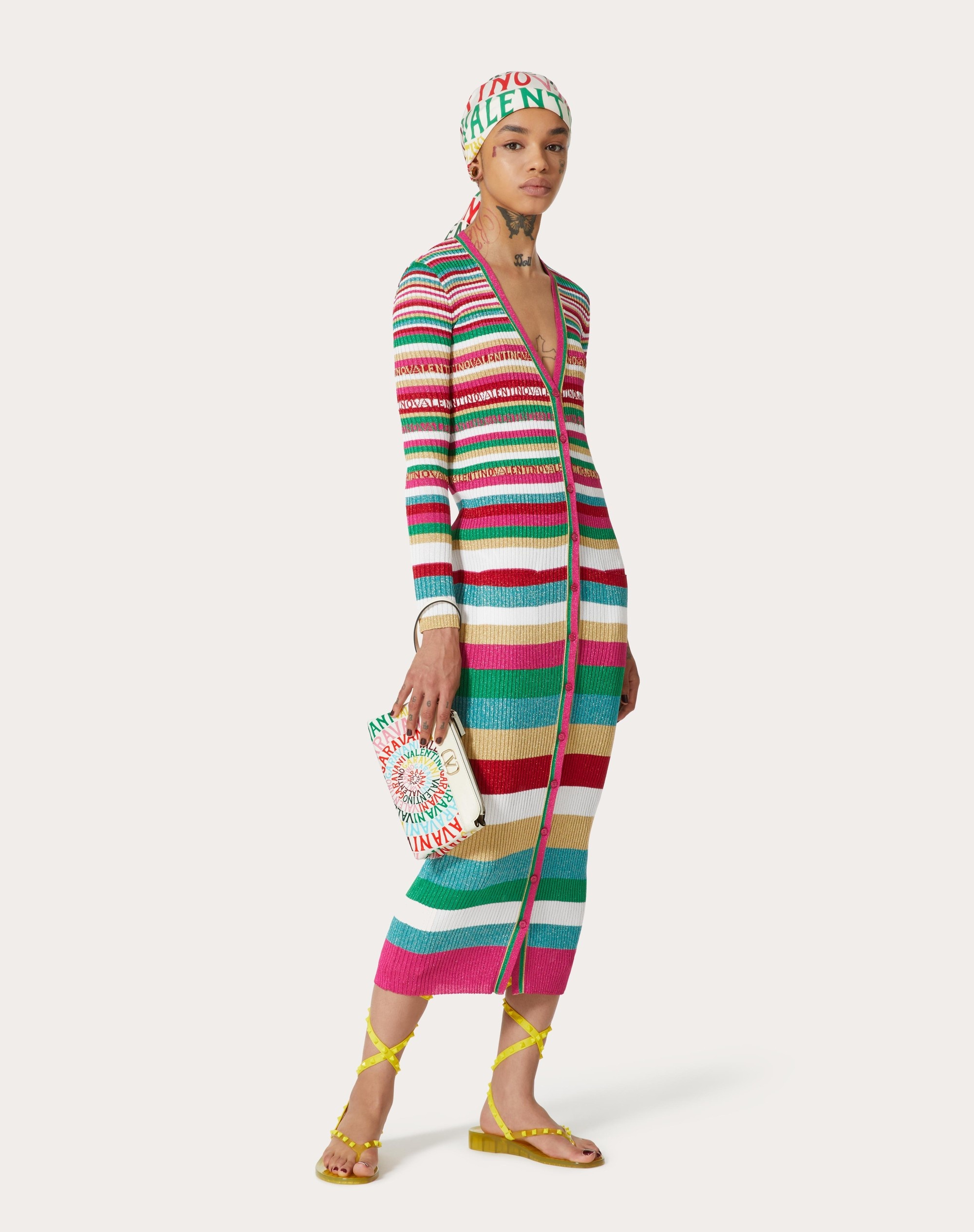 VALENTINO GARAVANI ESCAPE CANVAS CLUTCH BAG WITH VALENTINO GARAVANI LOOP PRINT - 2