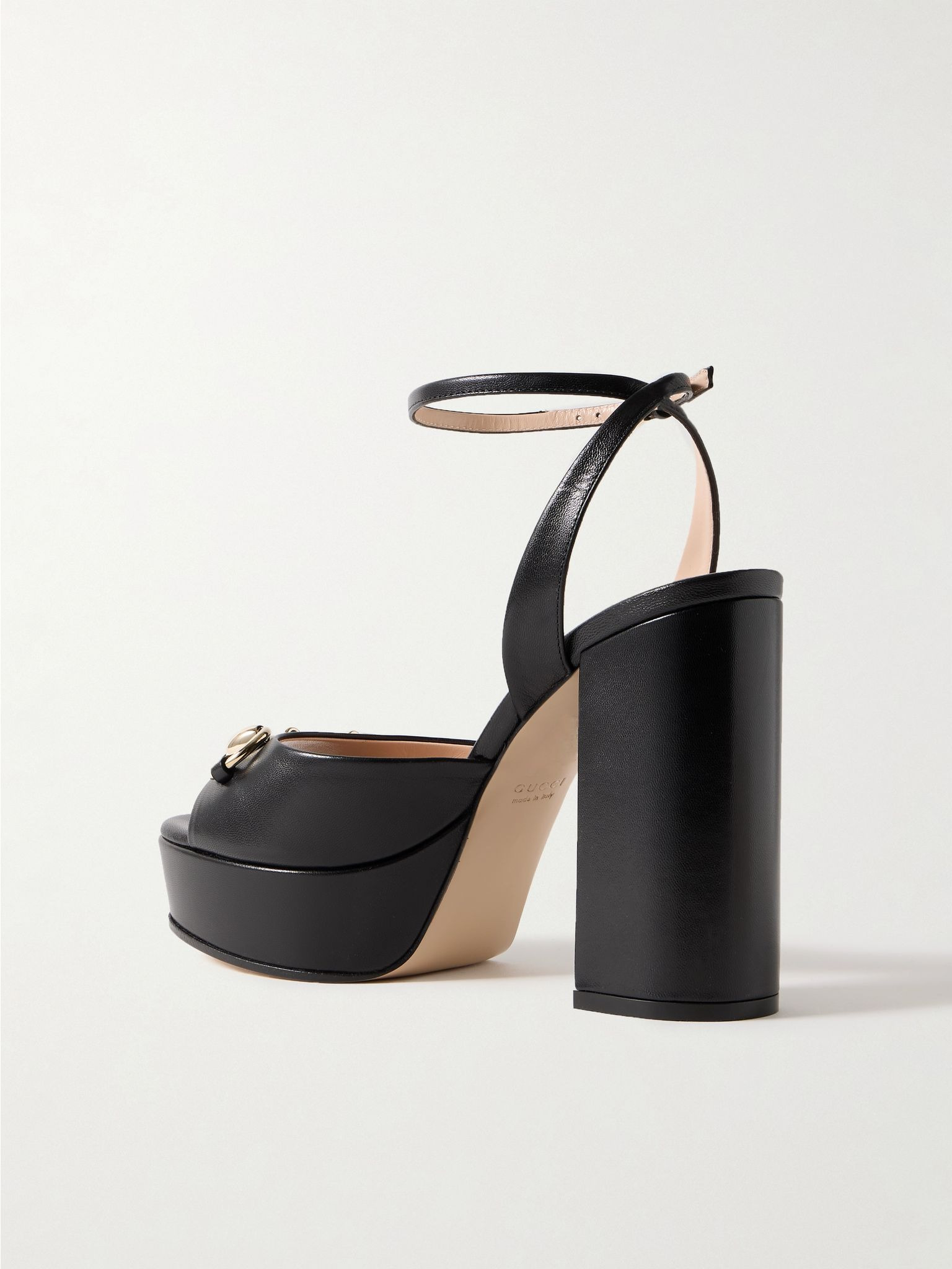 Lady horsebit-detailed leather platform sandals Black - 3