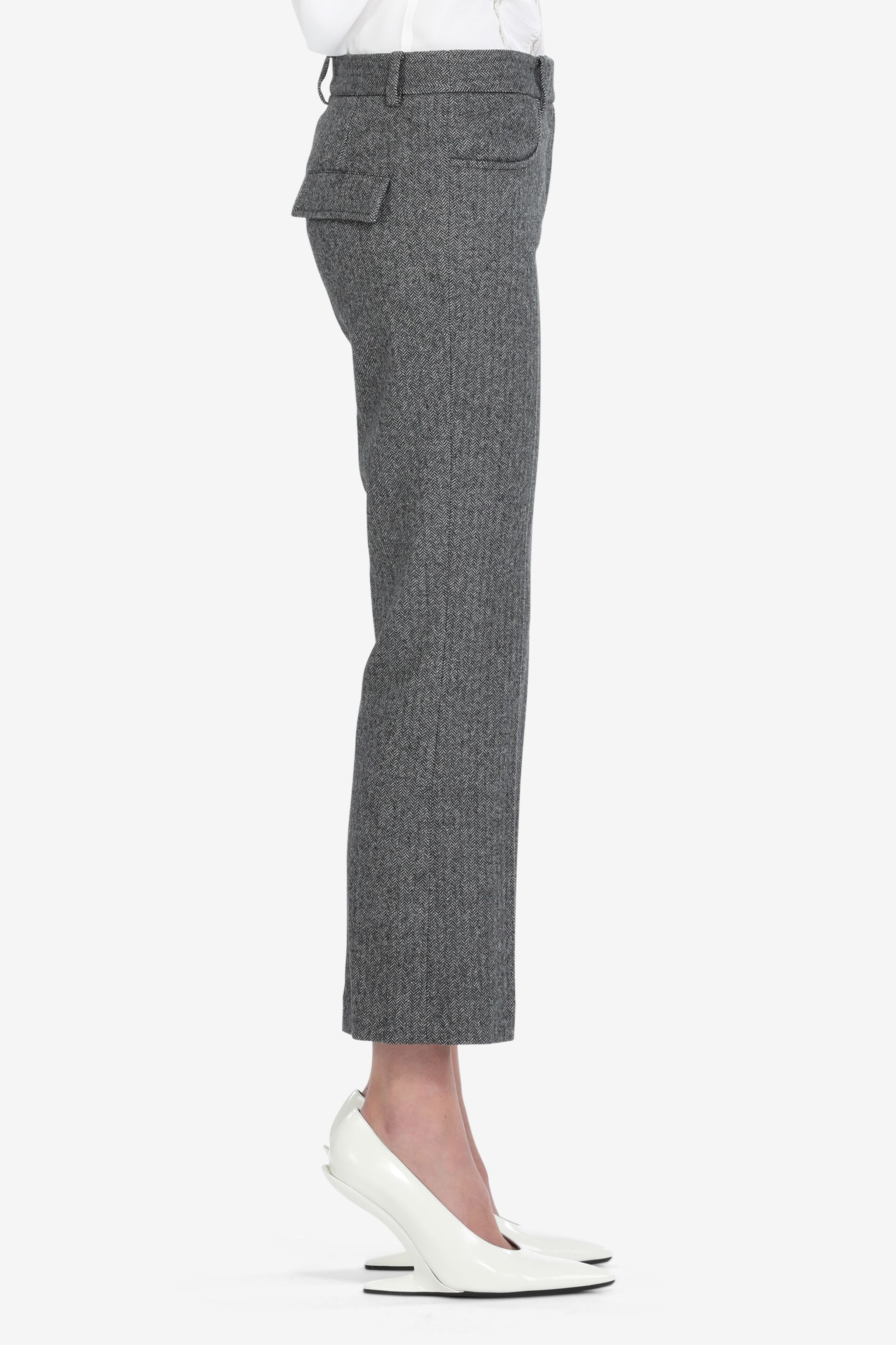 HERRINGBONE CROPPED STRAIGHT-LEG TROUSERS - 3