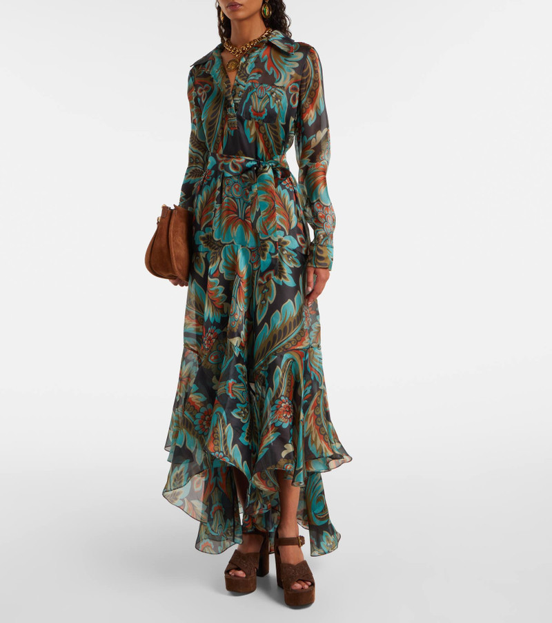 Etro Paisley fringed silk gown outlook