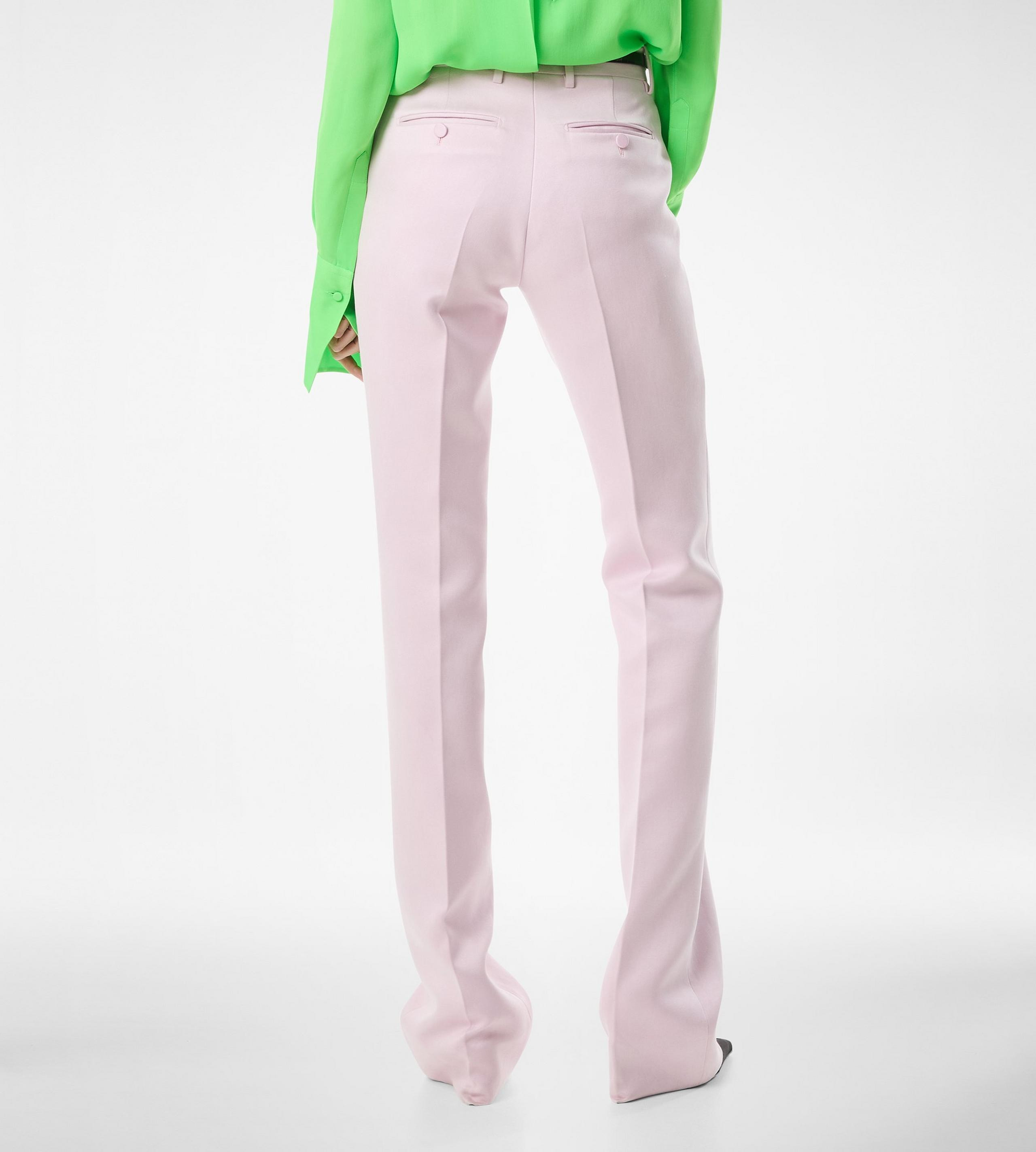 WASHED COTTON SILK BLEND DUCHESSE TAILORED STRAIGHT PANTS - 5
