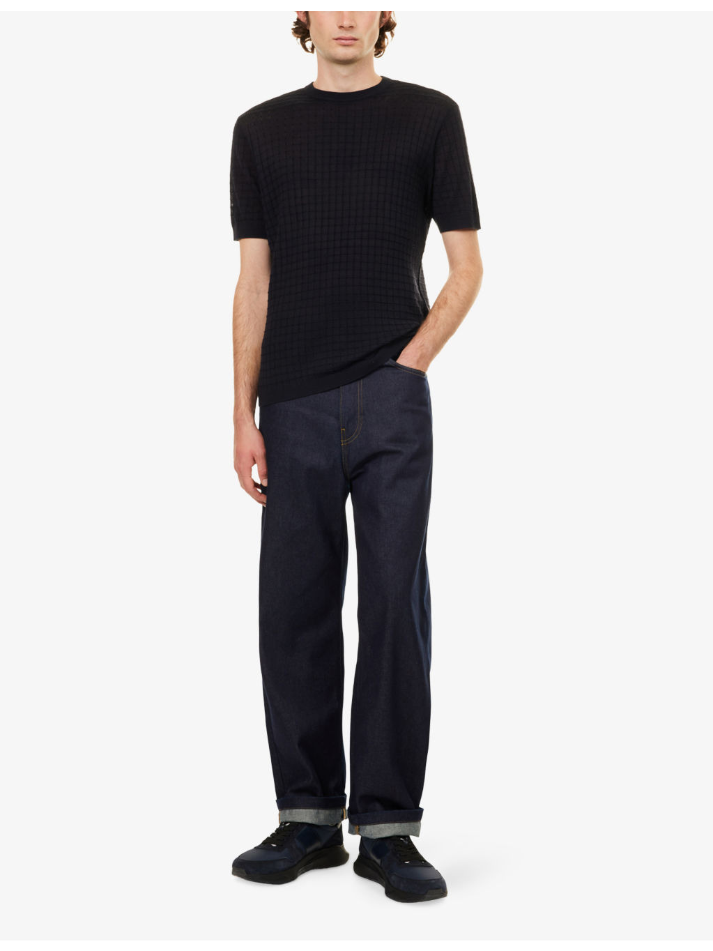 Textured Short-Sleeve Knitted Top - 2