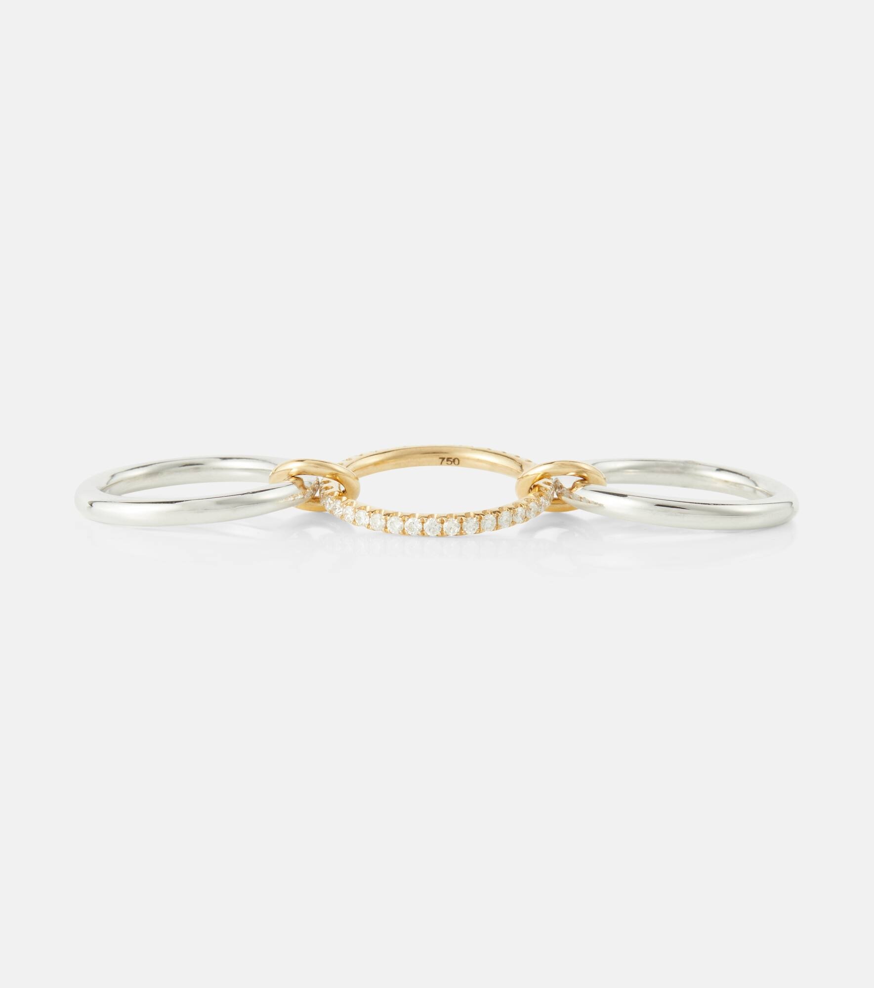 Libra sterling silver and 18kt gold ring with diamonds - 4