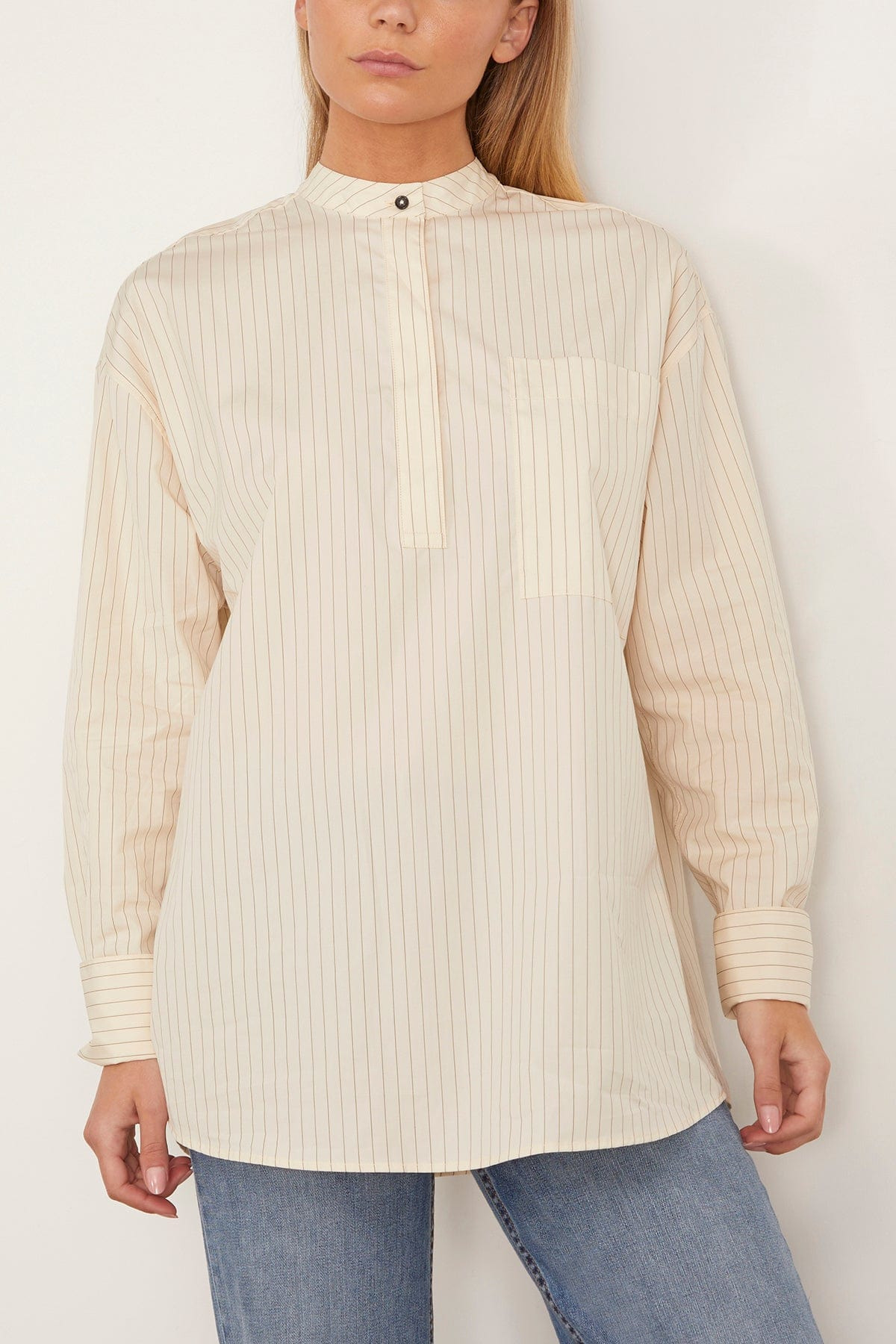 Blouse in Ivory/Black Stripes - 7